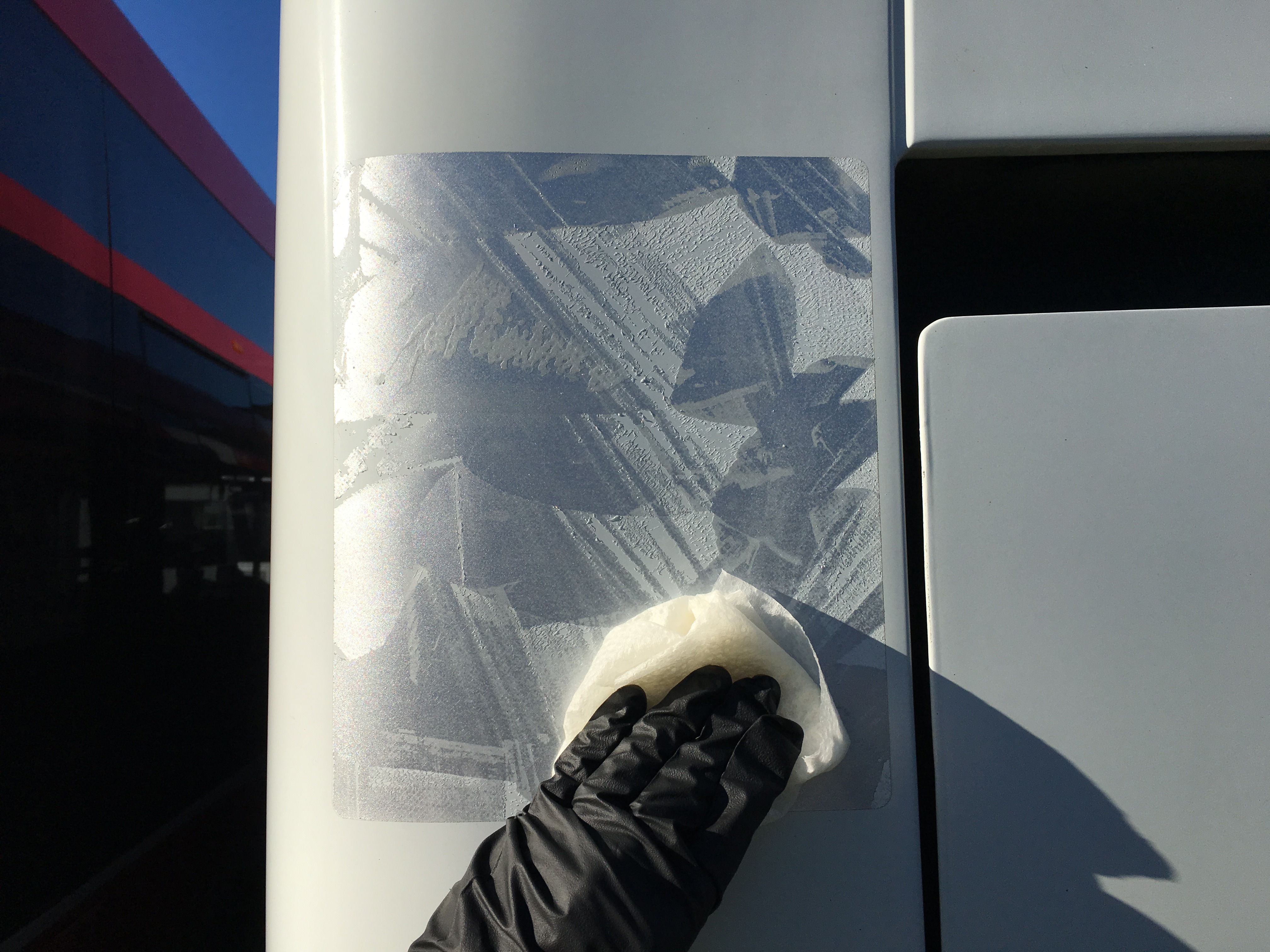 Chemicals are used to soften the glue. The type of chemical we use is dependant on the surface the glue is on. Our installers use a different variety of chemicals to make sure that the vehicle surface is no damaged in the process.