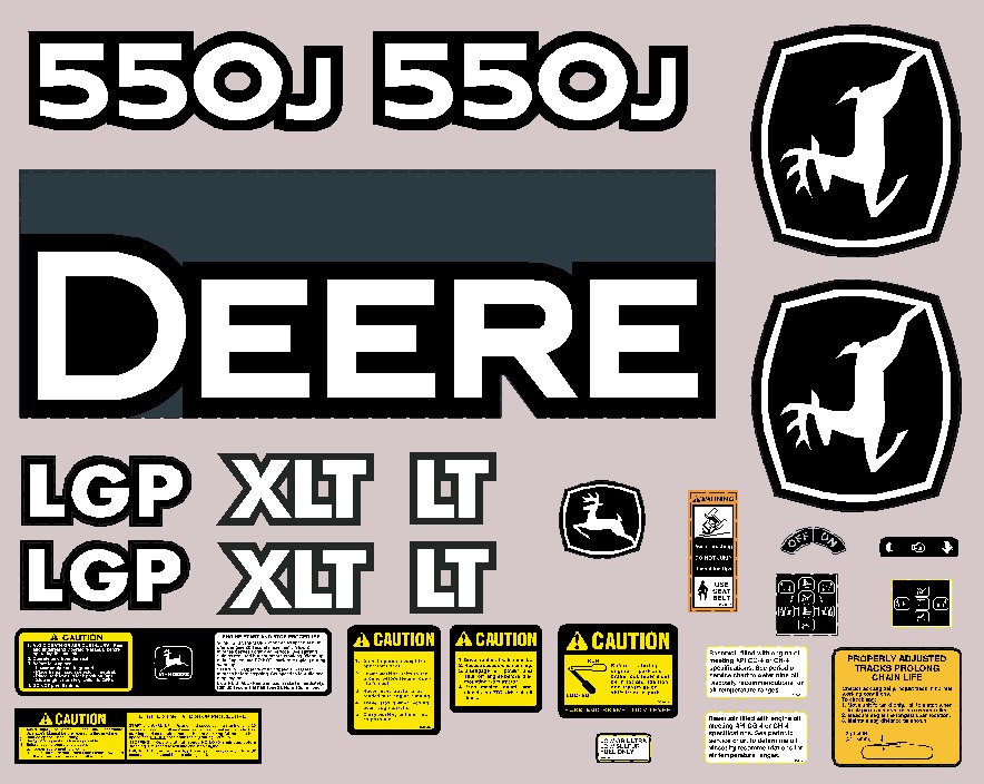 Deere Track Dozers 550J Decal Packages