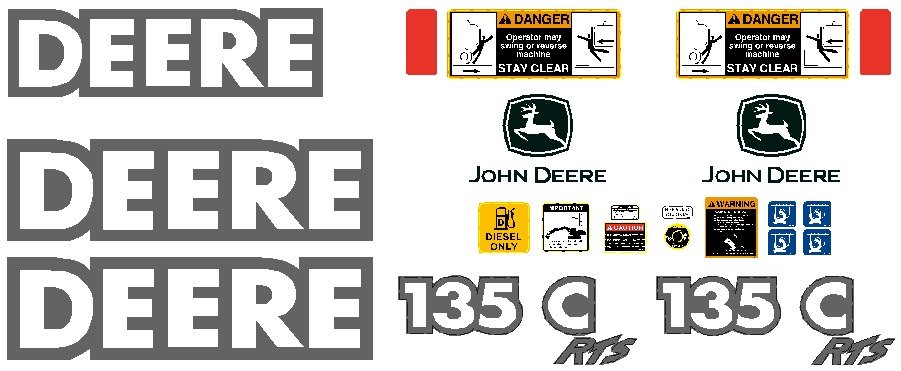 Deere Excavators 135C Decal Packages