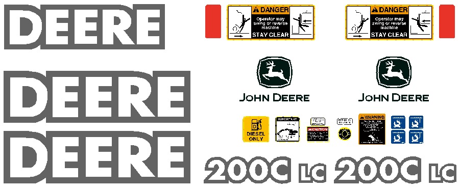 Deere Excavators 200C LC Decal Packages
