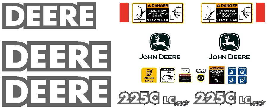 Deere Excavators 225C LC Decal Packages