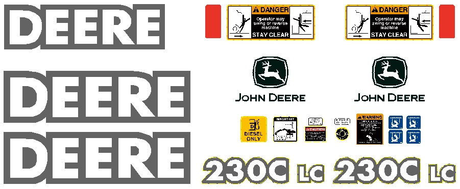 Deere Excavators 230C LC Decal Packages