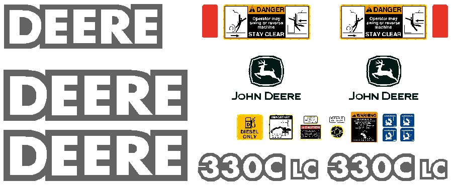 Deere Excavators 330C LC Decal Packages