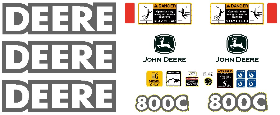 Deere Excavators 800C Decal Packages