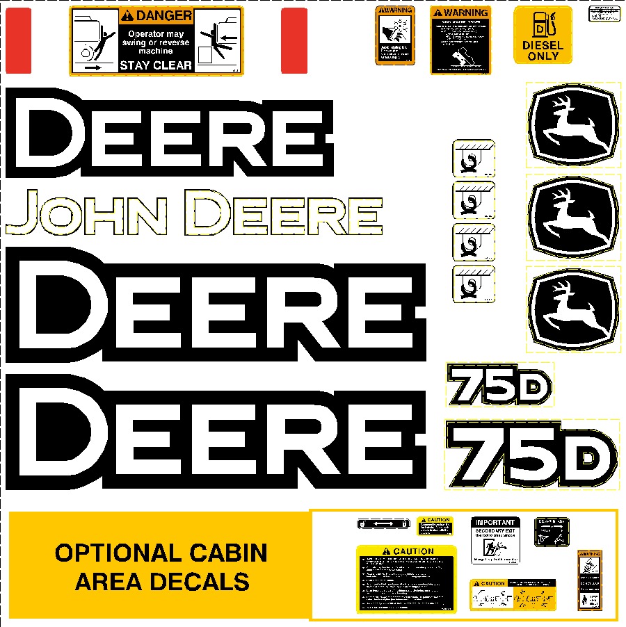 Deere Excavators 75D Decal Packages