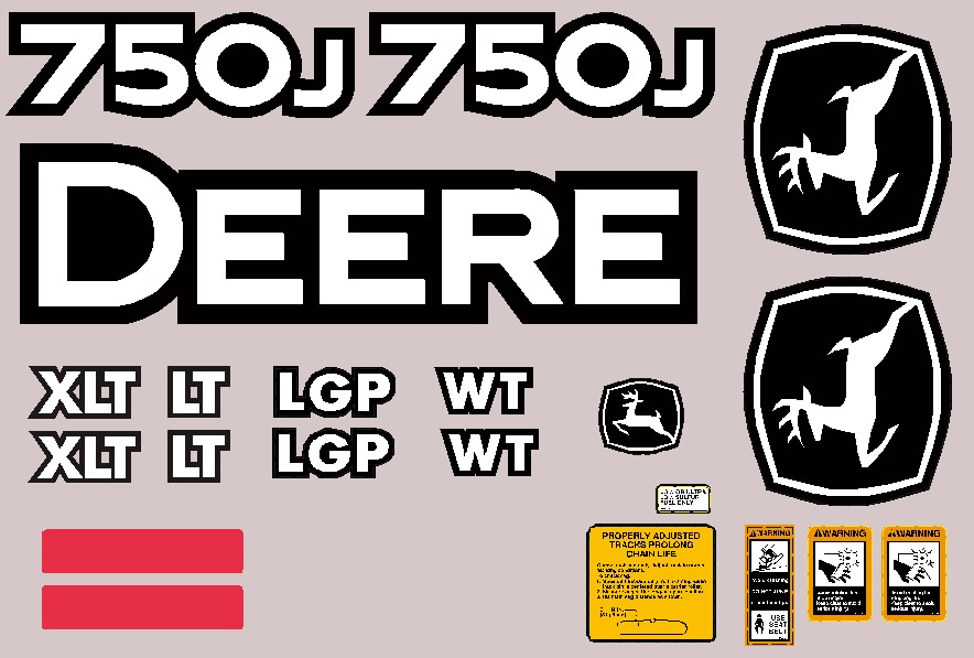Deere Track Dozers 750J Decal Packages