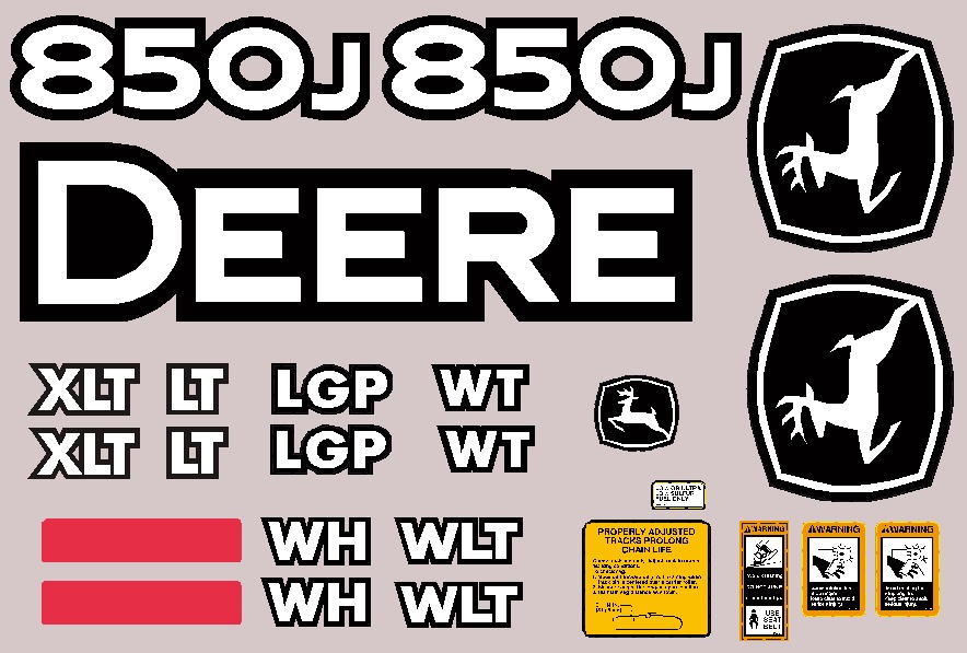 Deere Track Dozers 850J Decal Packages
