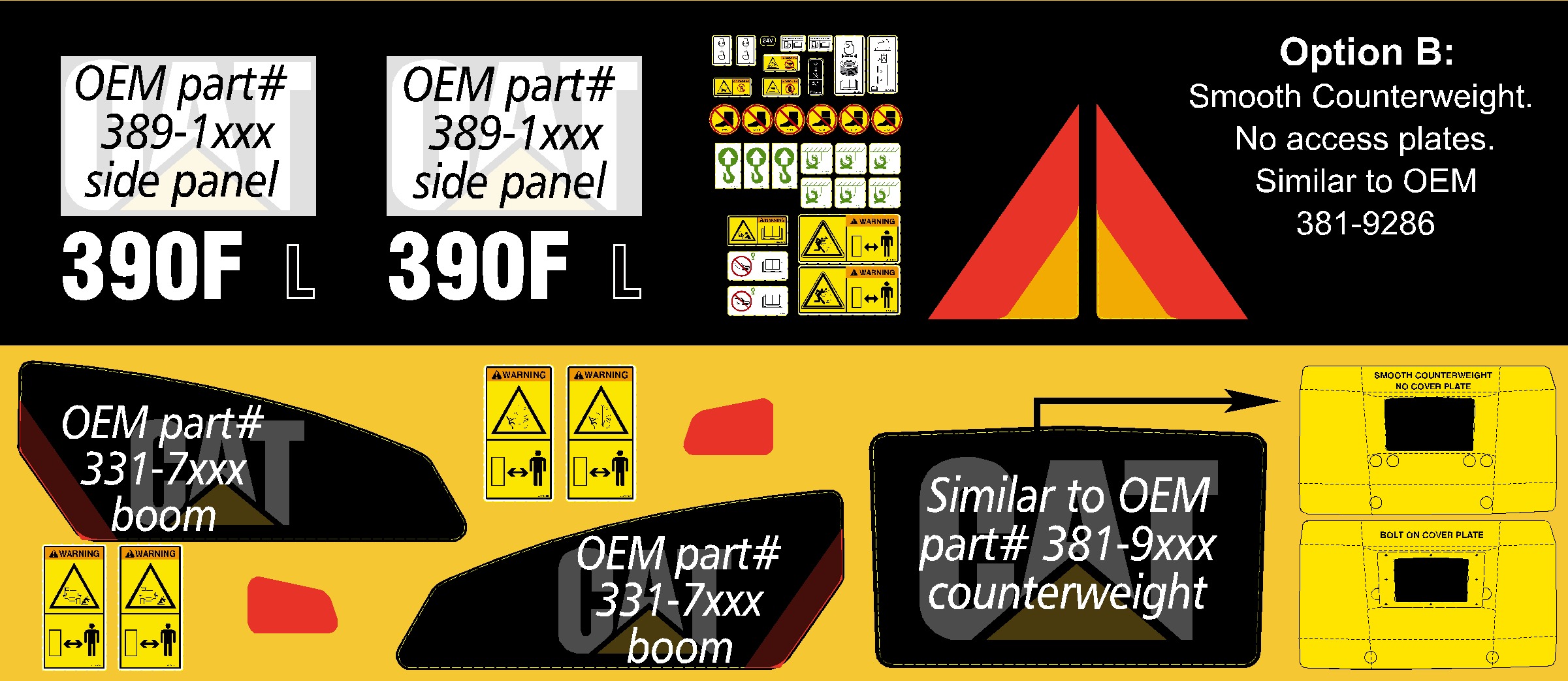 Cat Excavator 390F L Decal Packages