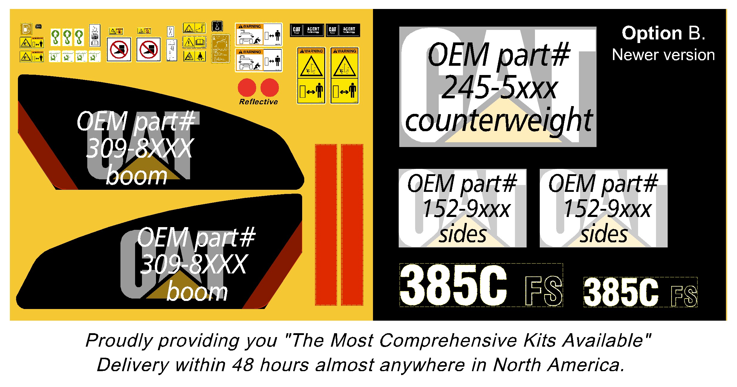 Cat Excavator 385C FS Decal Packages