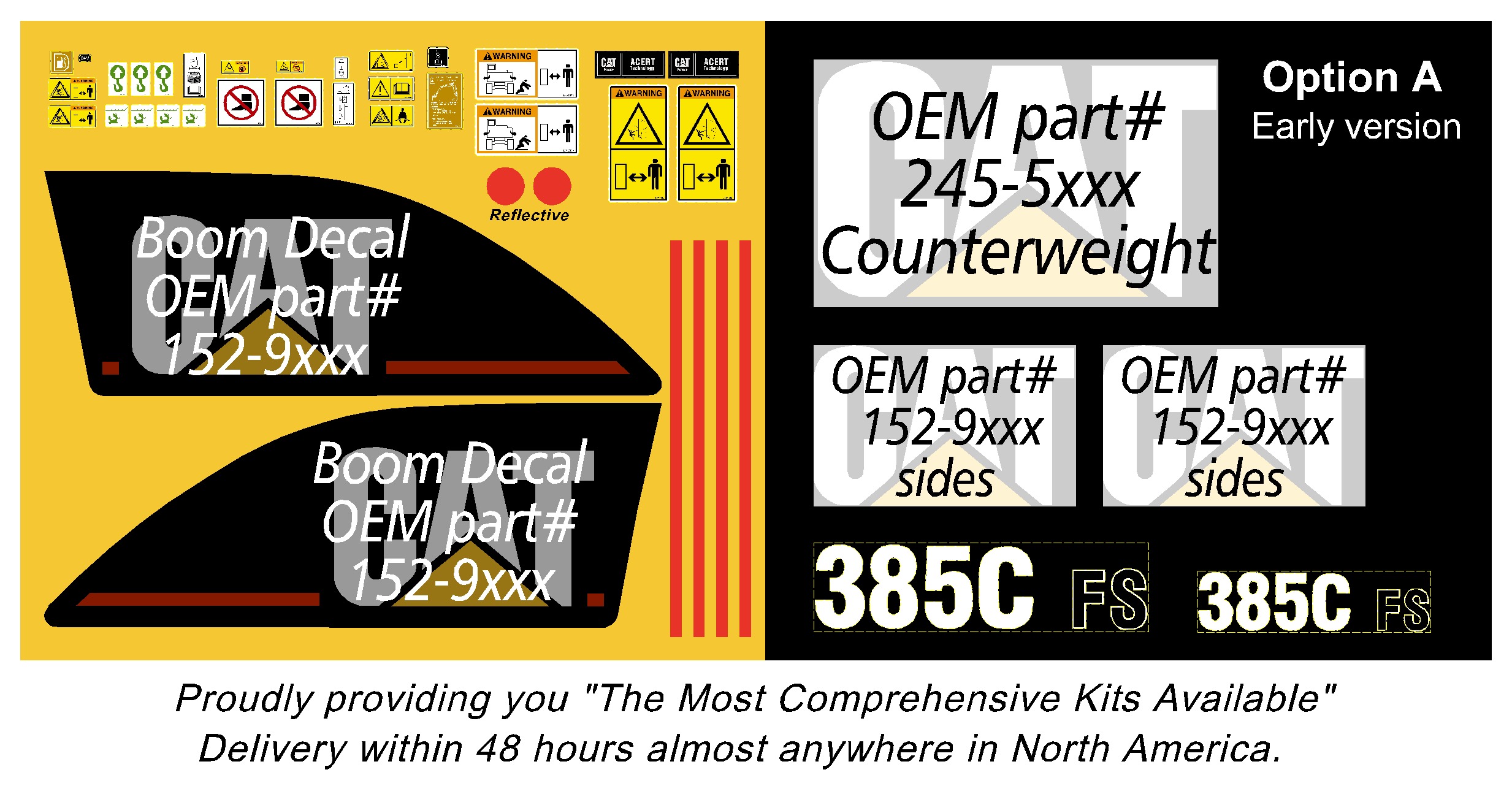 Cat Excavator 385C FS Decal Packages