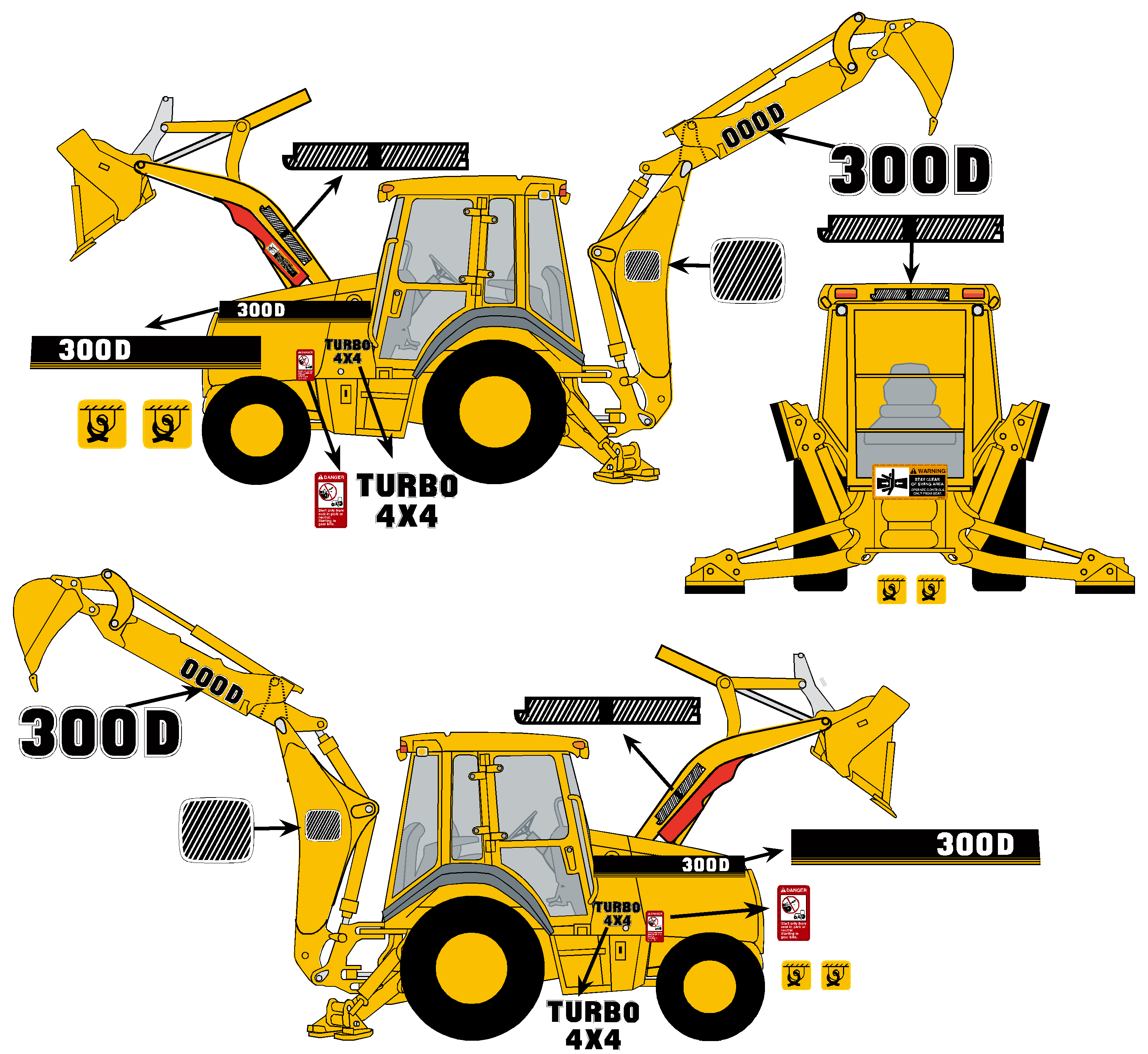 Deere Backhoe Loaders 300D Decal Packages