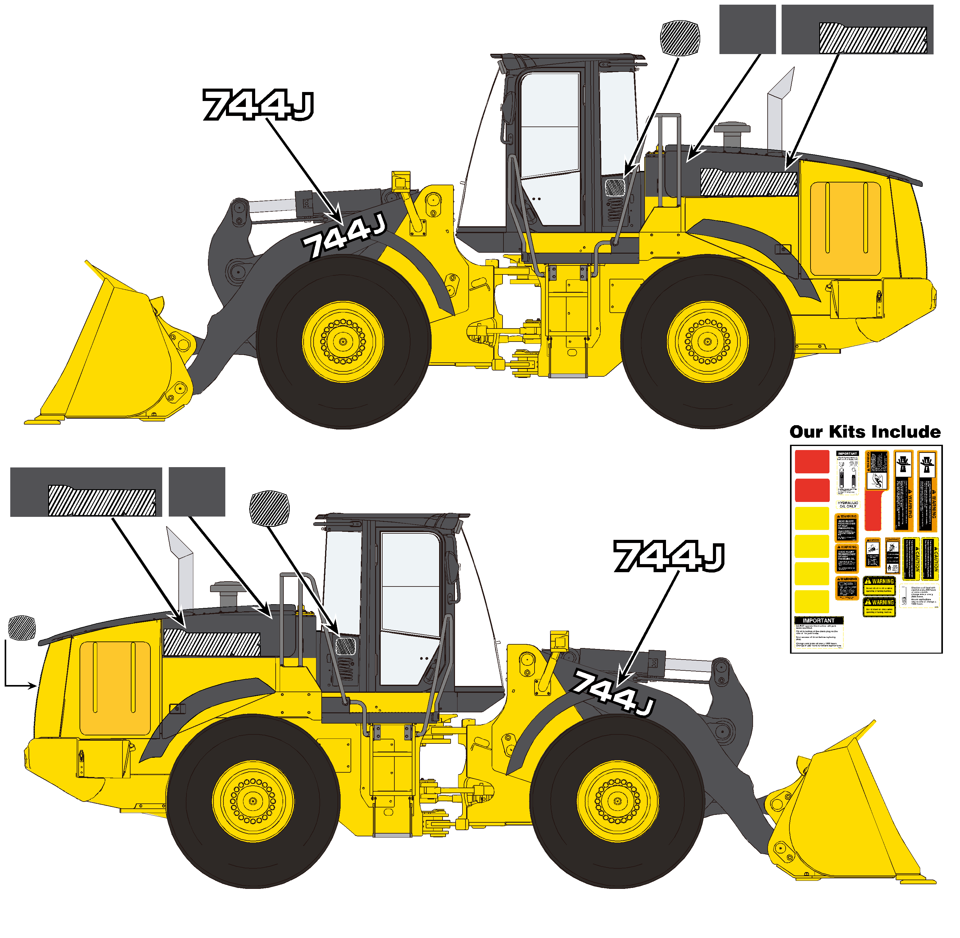 Deere Wheel Loaders 744J Decal Packages