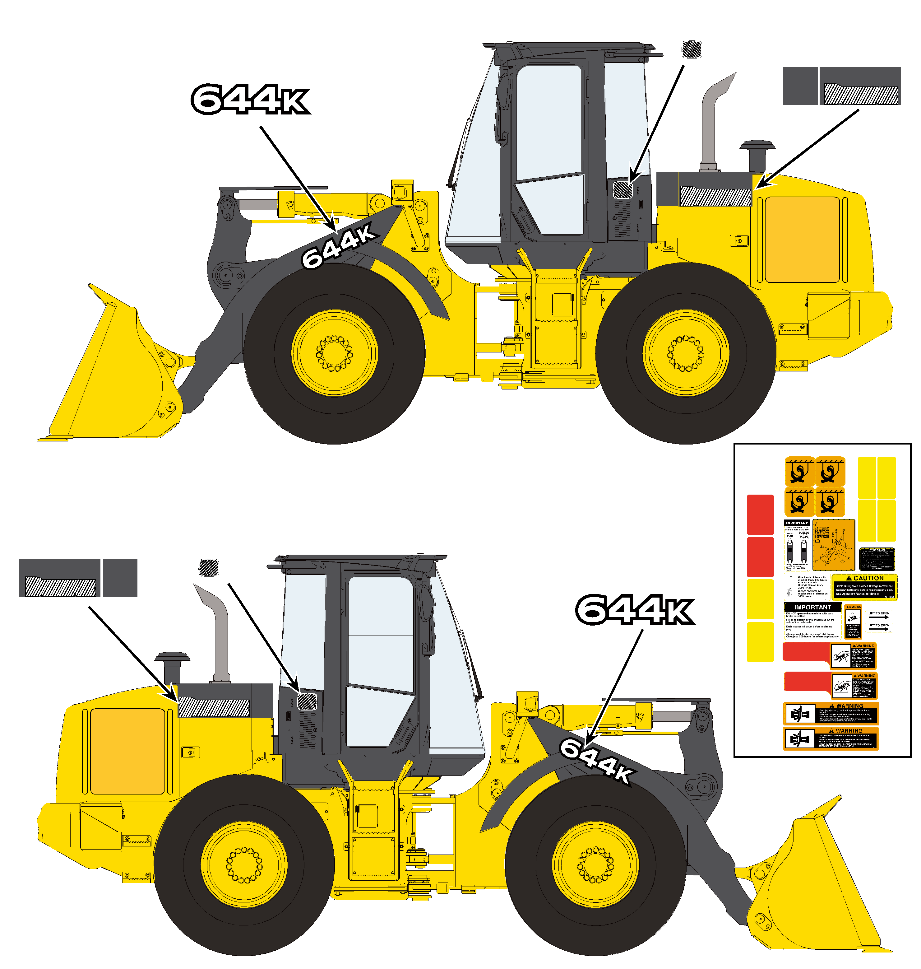 Deere Wheel Loaders 644K Decal Packages