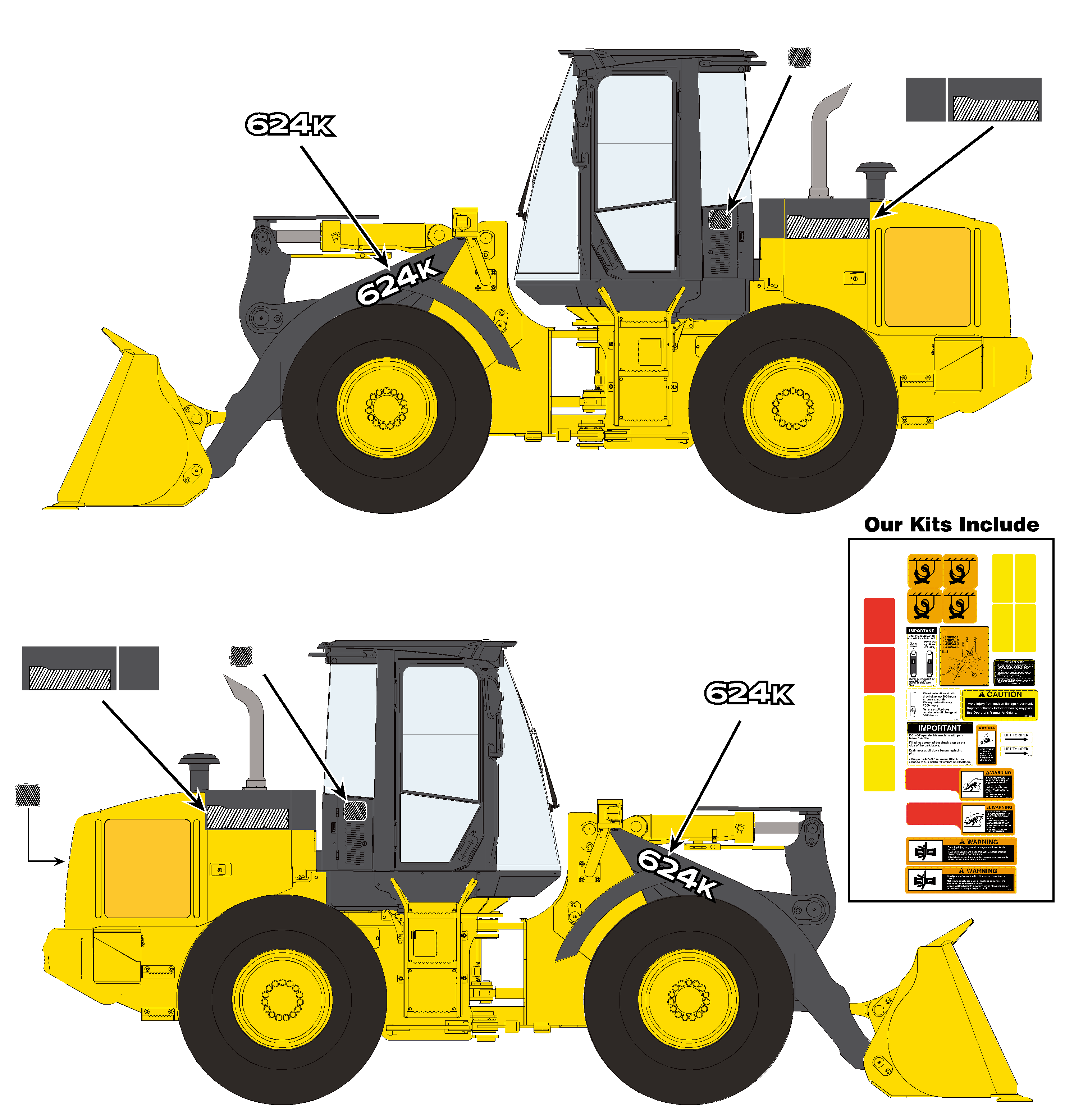 Deere Wheel Loaders 624K Decal Packages