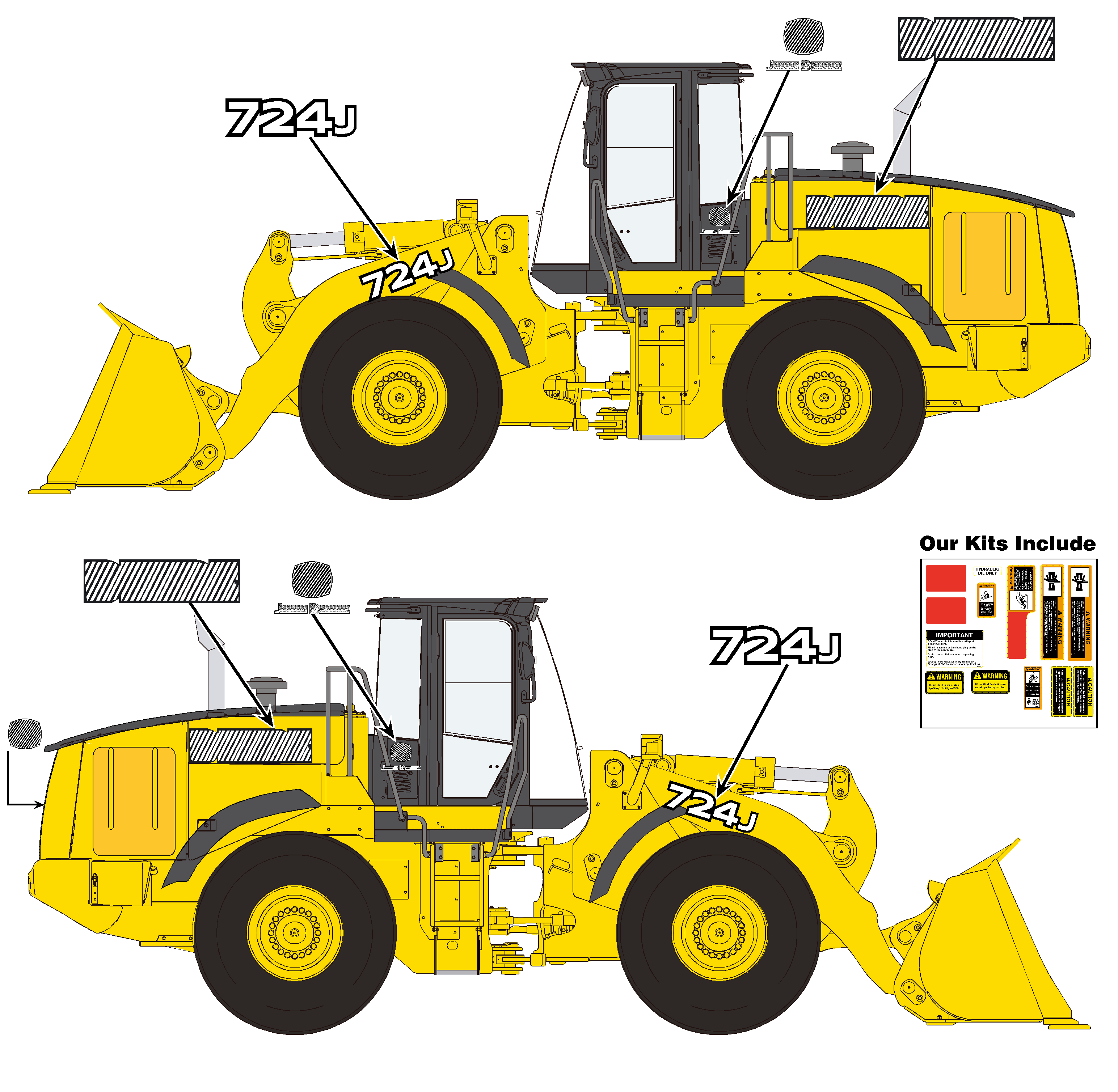 Deere Wheel Loaders 724J Decal Packages