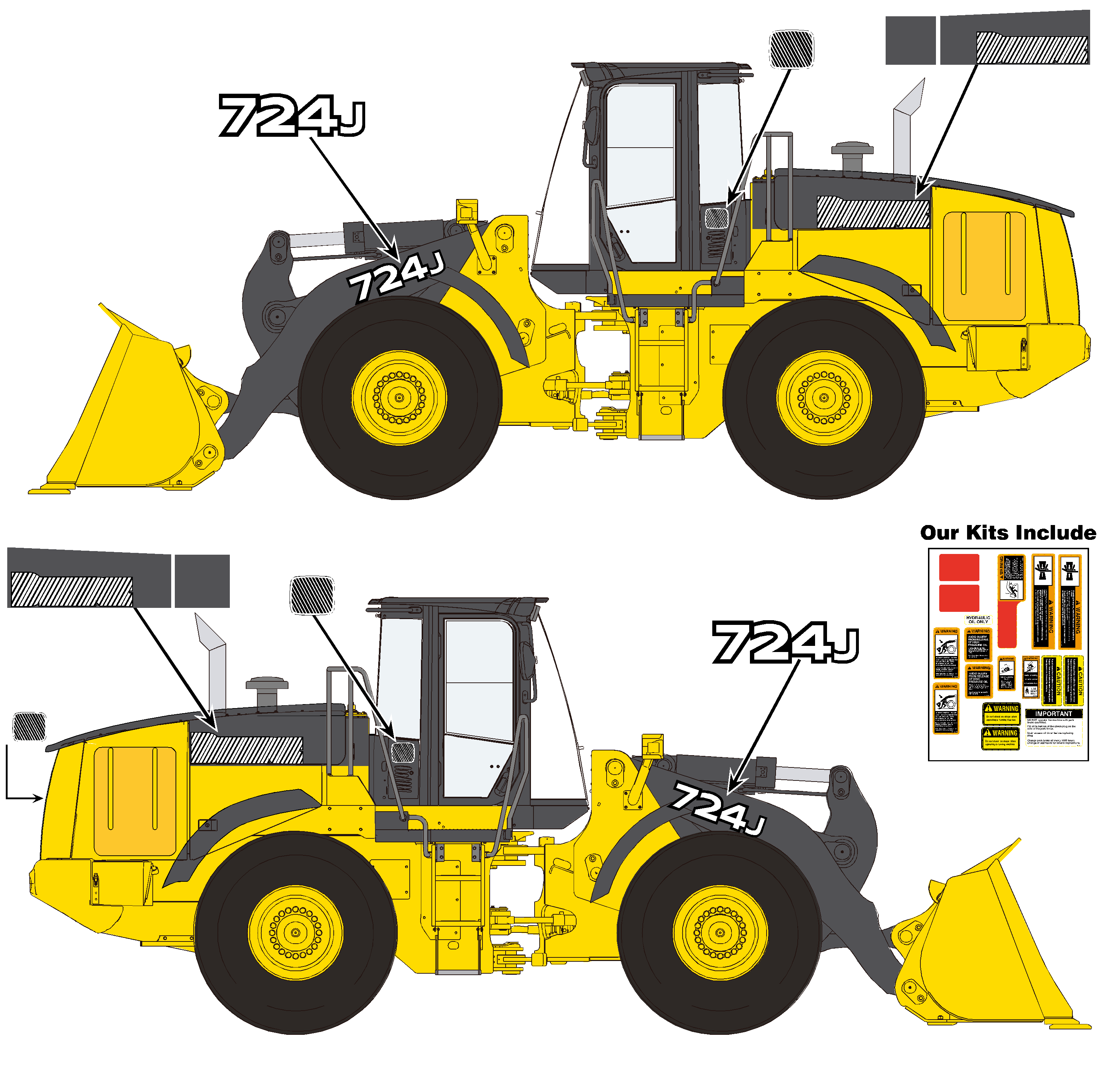 Deere Wheel Loaders 724J Decal Packages