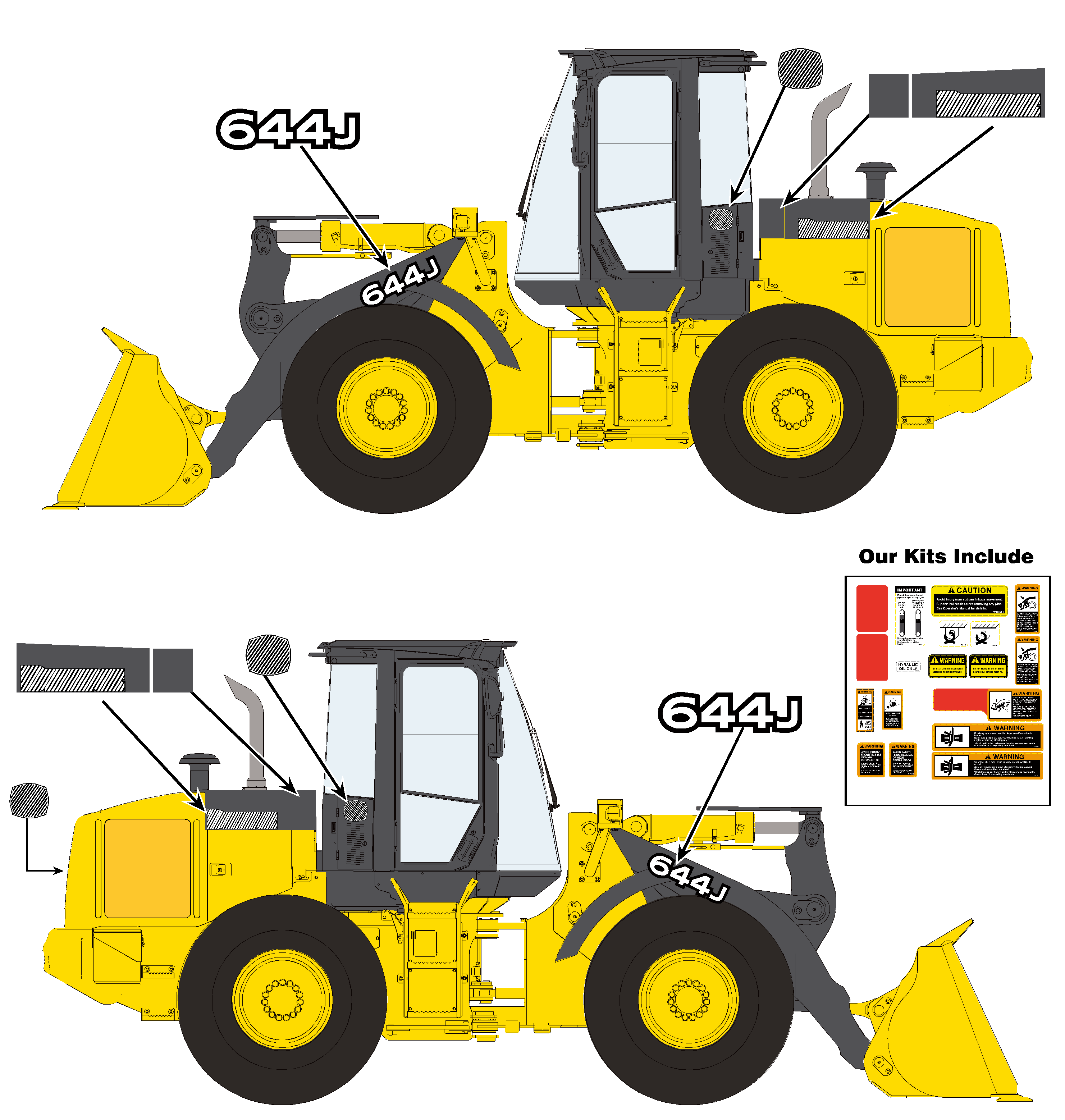 Deere Wheel Loaders 644J Decal Packages