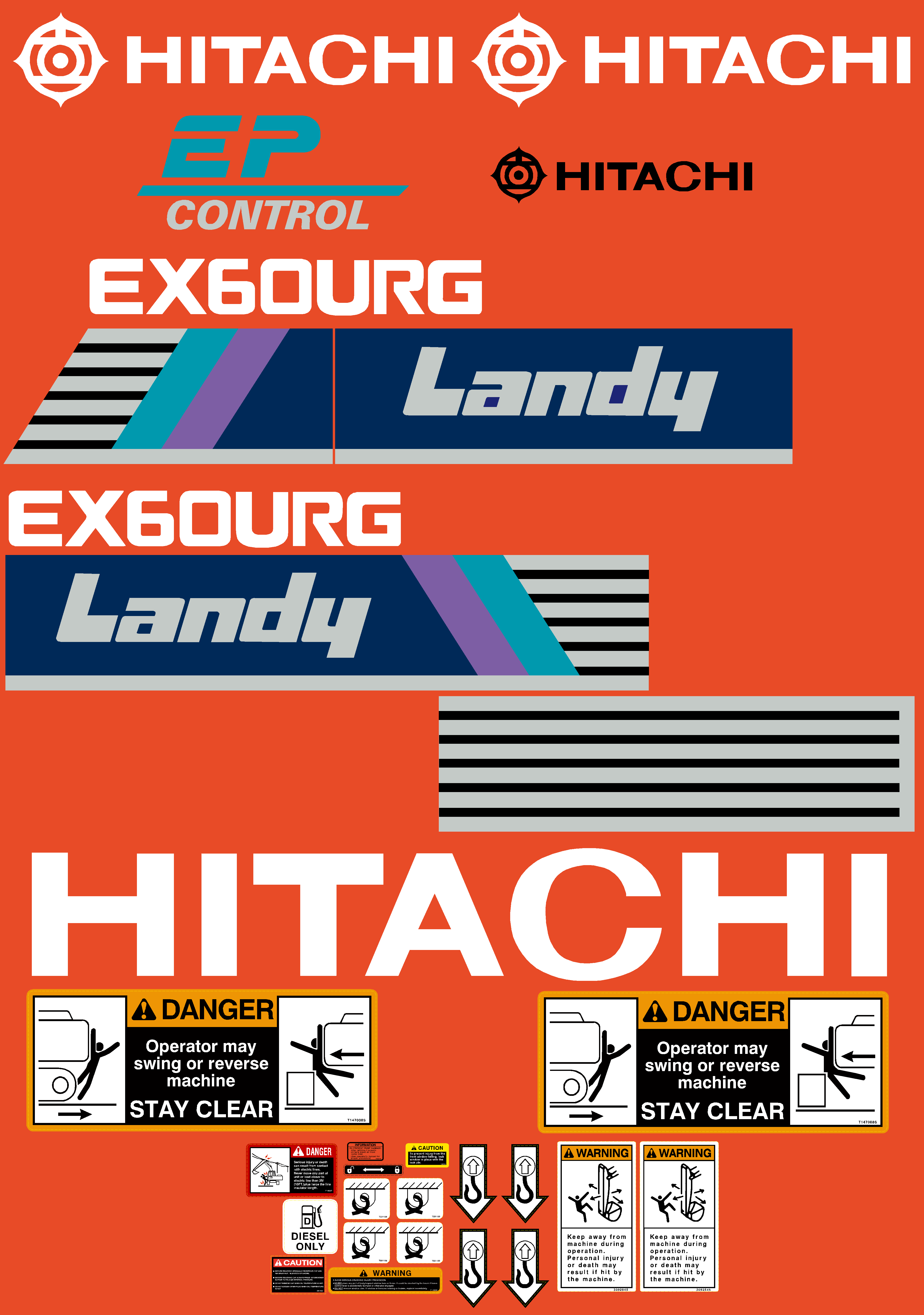 Hitachi Excavators EX60URG-1 Decal Packages