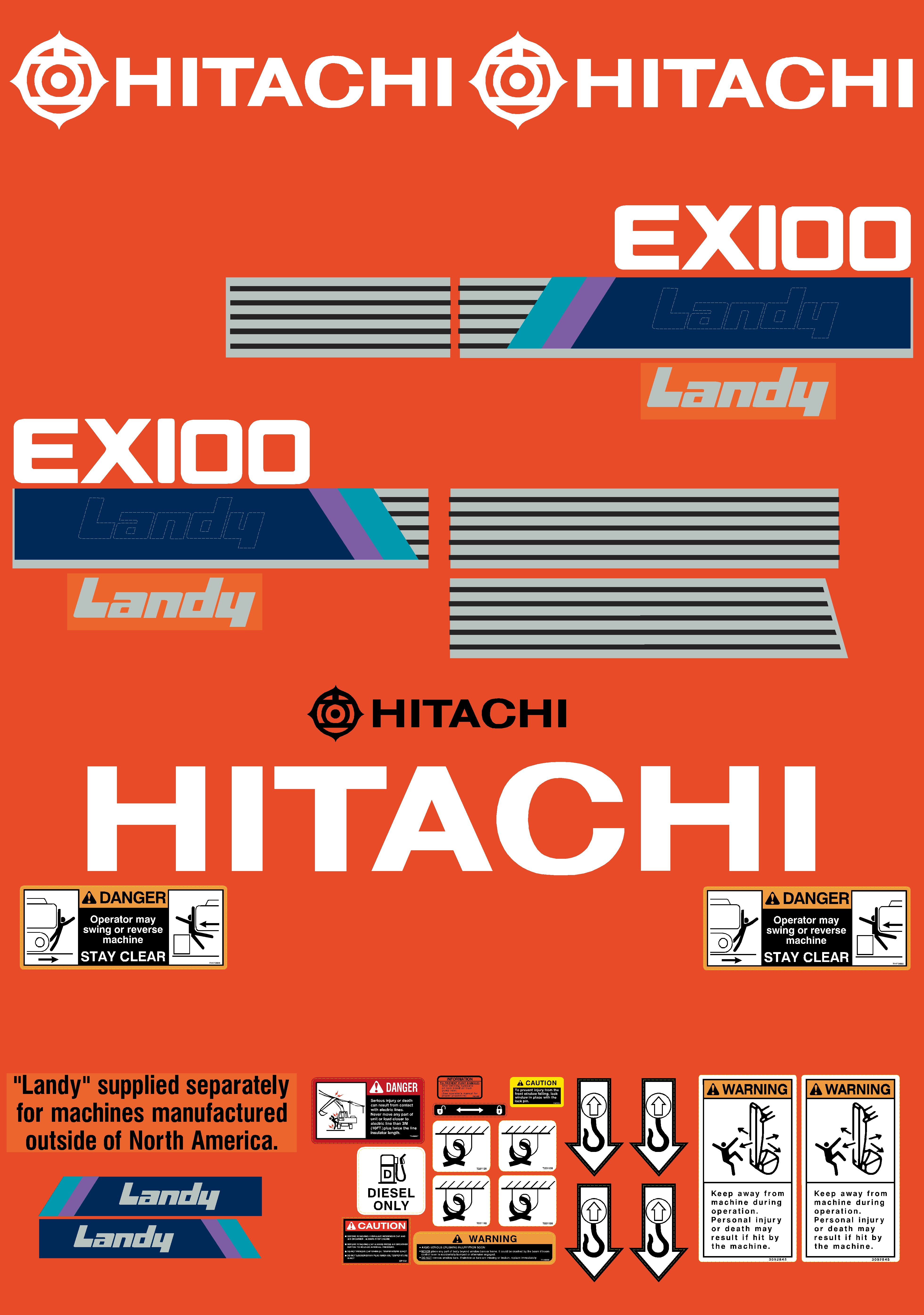 Hitachi Excavators EX100-1 Decal Packages