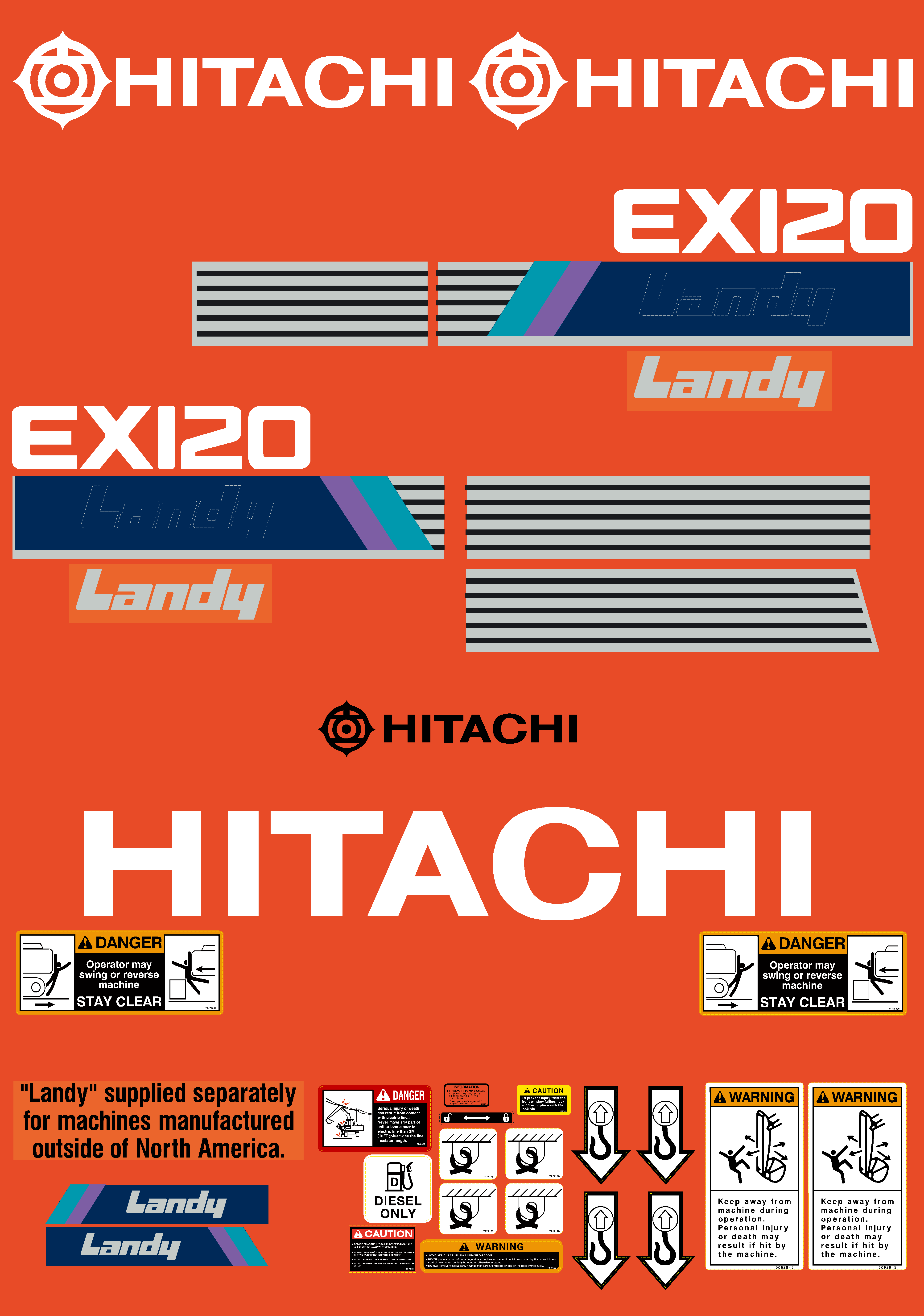 Hitachi Excavators EX120-1 Decal Packages