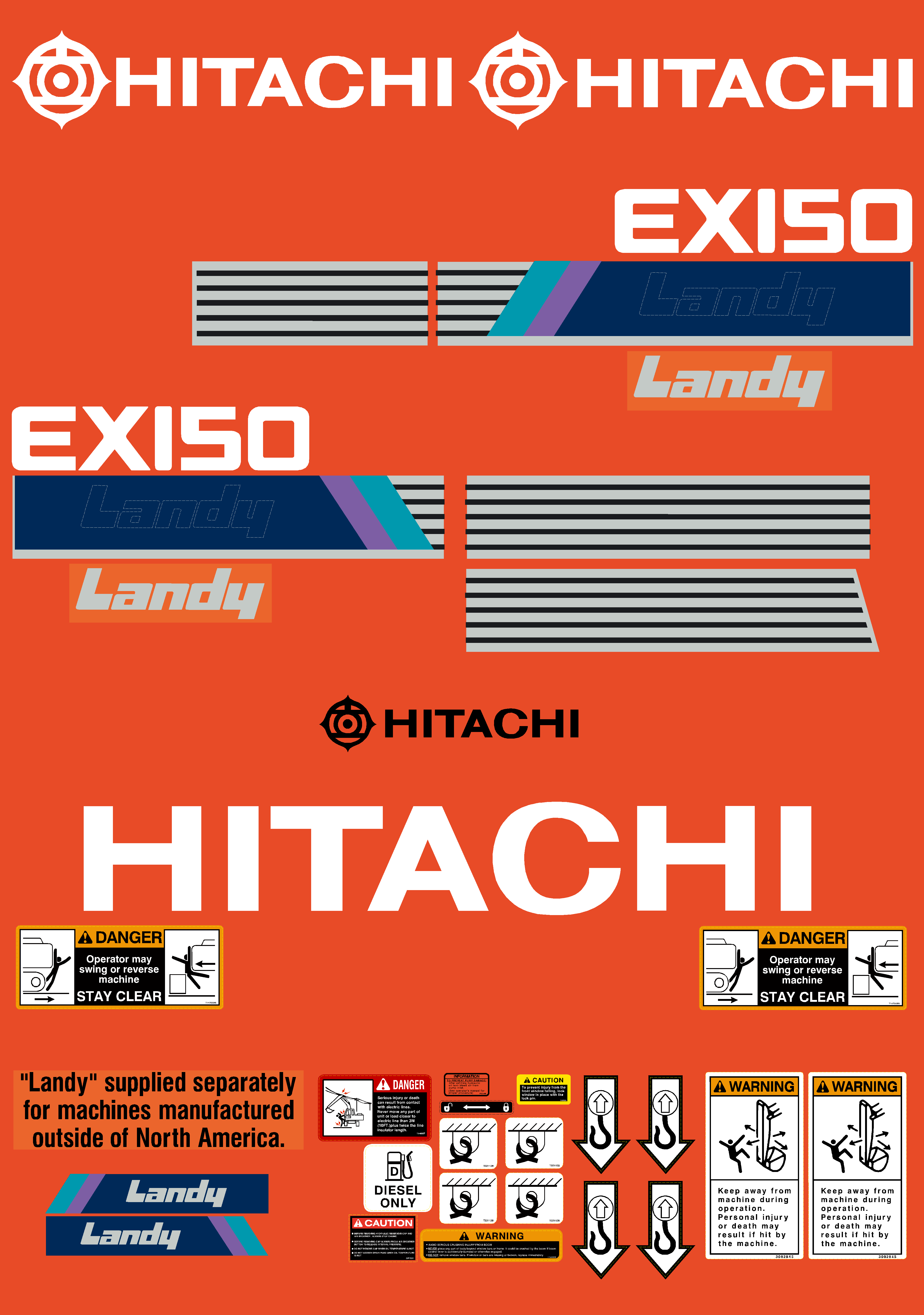 Hitachi Excavators EX150-1 Decal Packages