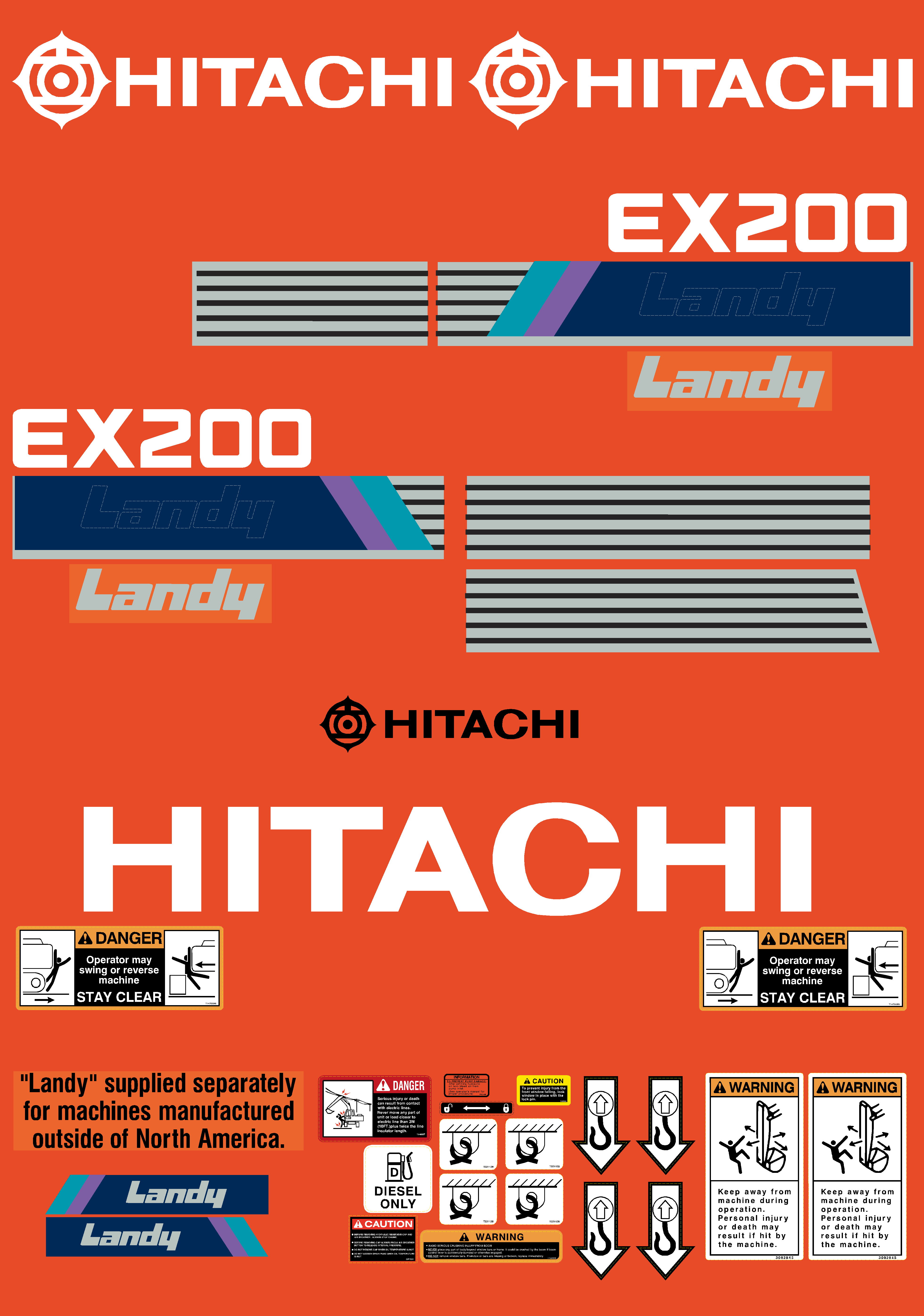 Hitachi Excavators EX200-1 Decal Packages