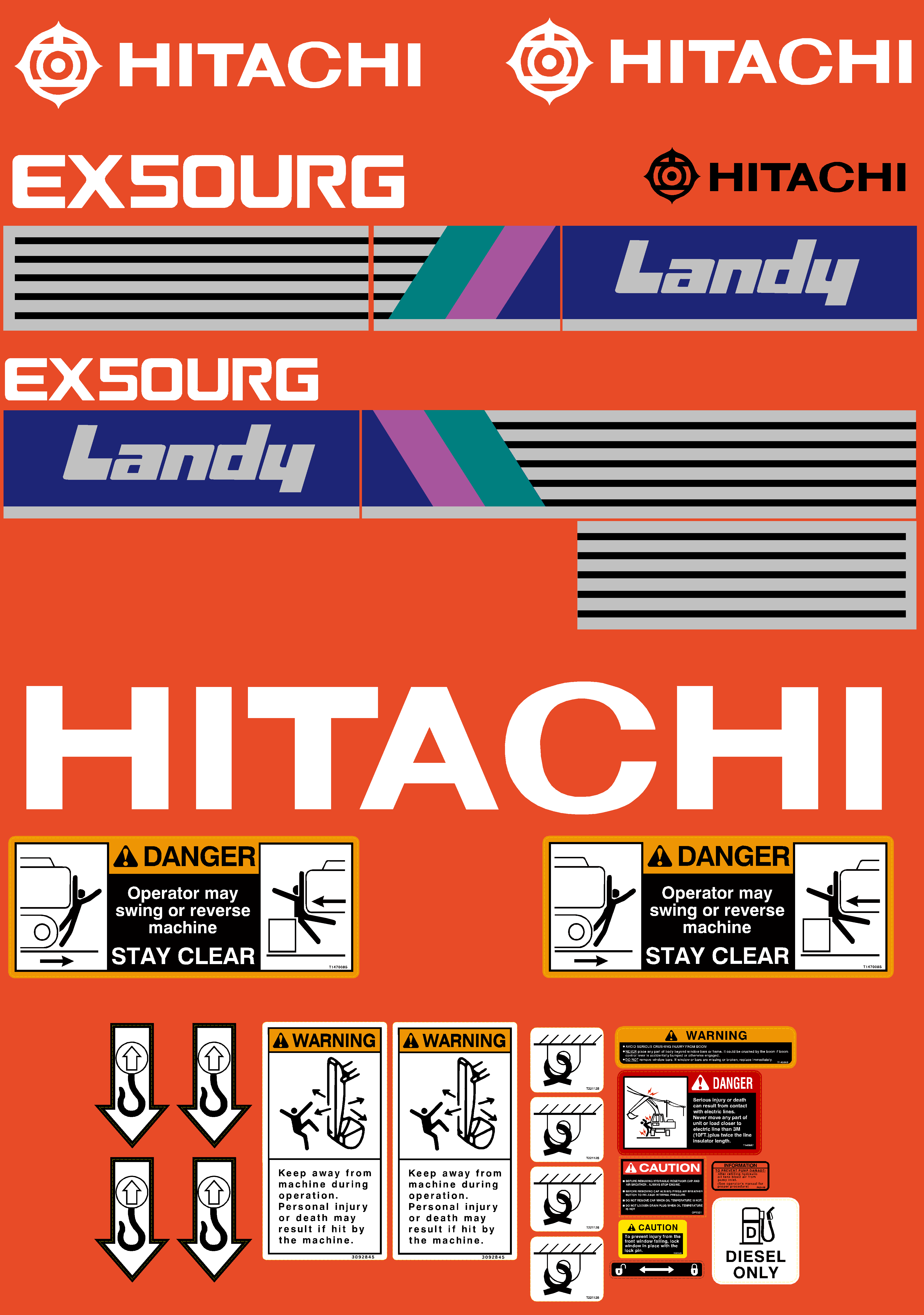 Hitachi Excavators EX50URG-1 Decal Packages