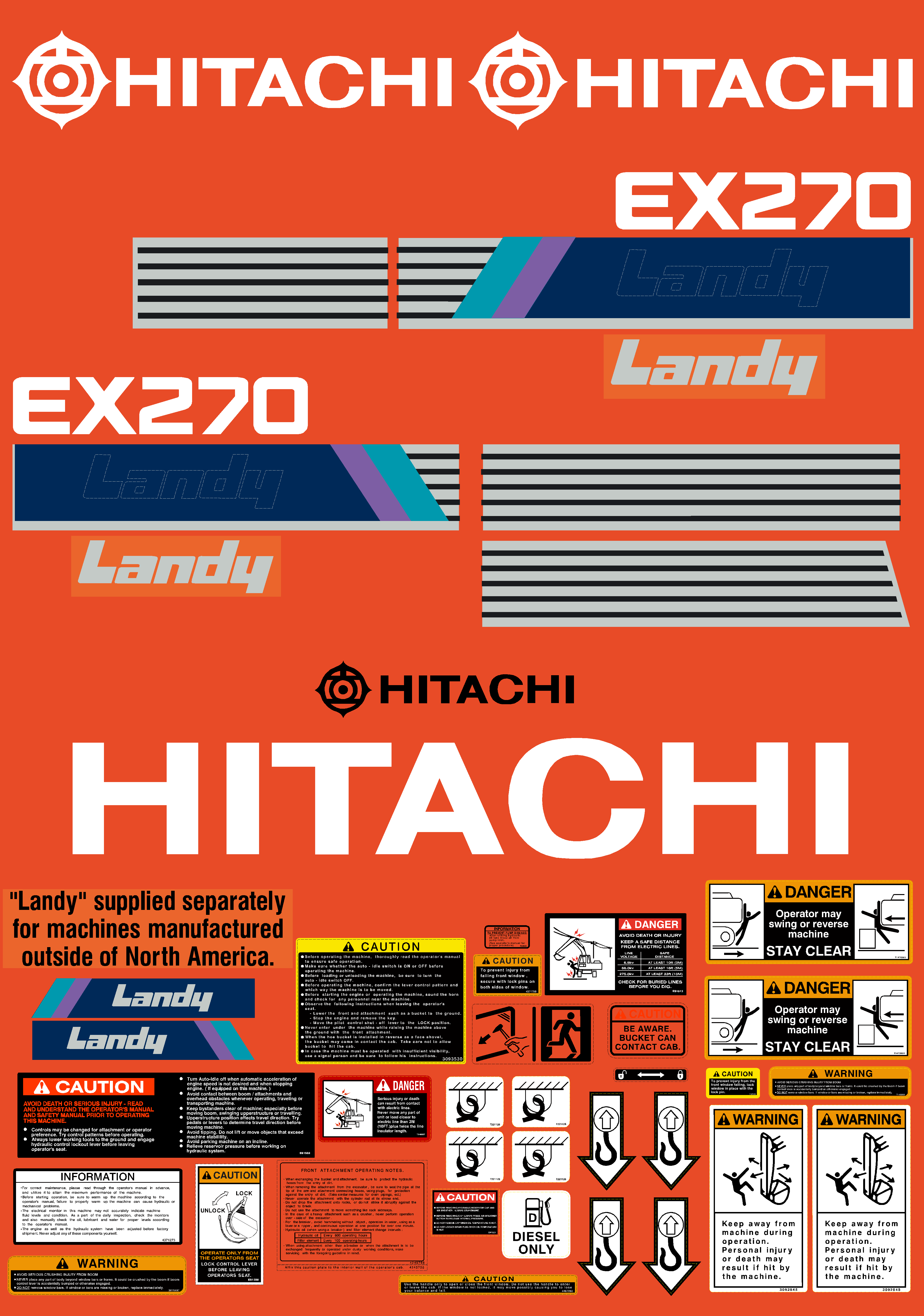 Hitachi Excavators EX270-1 Decal Packages