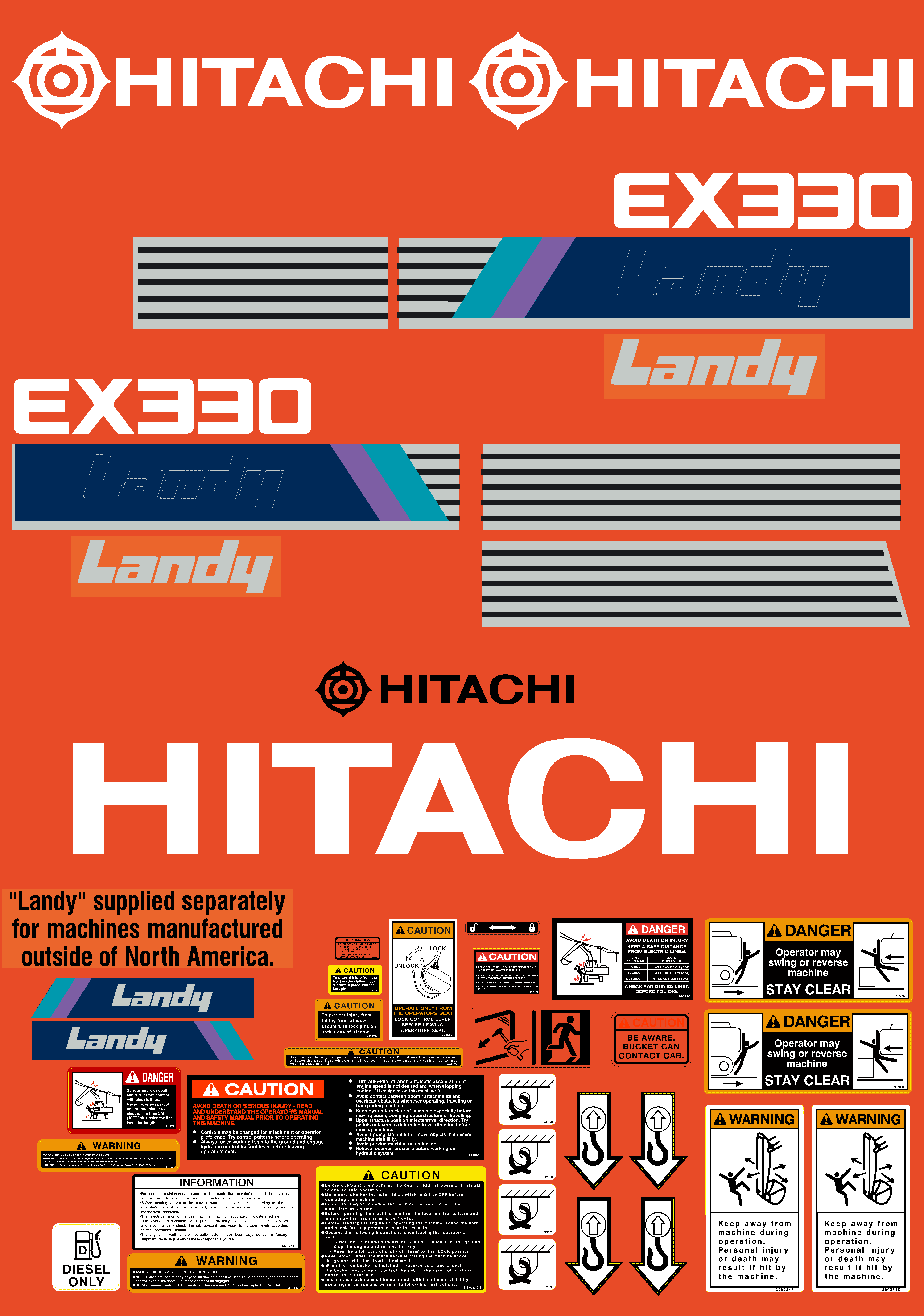 Hitachi Excavators EX330-1 Decal Packages