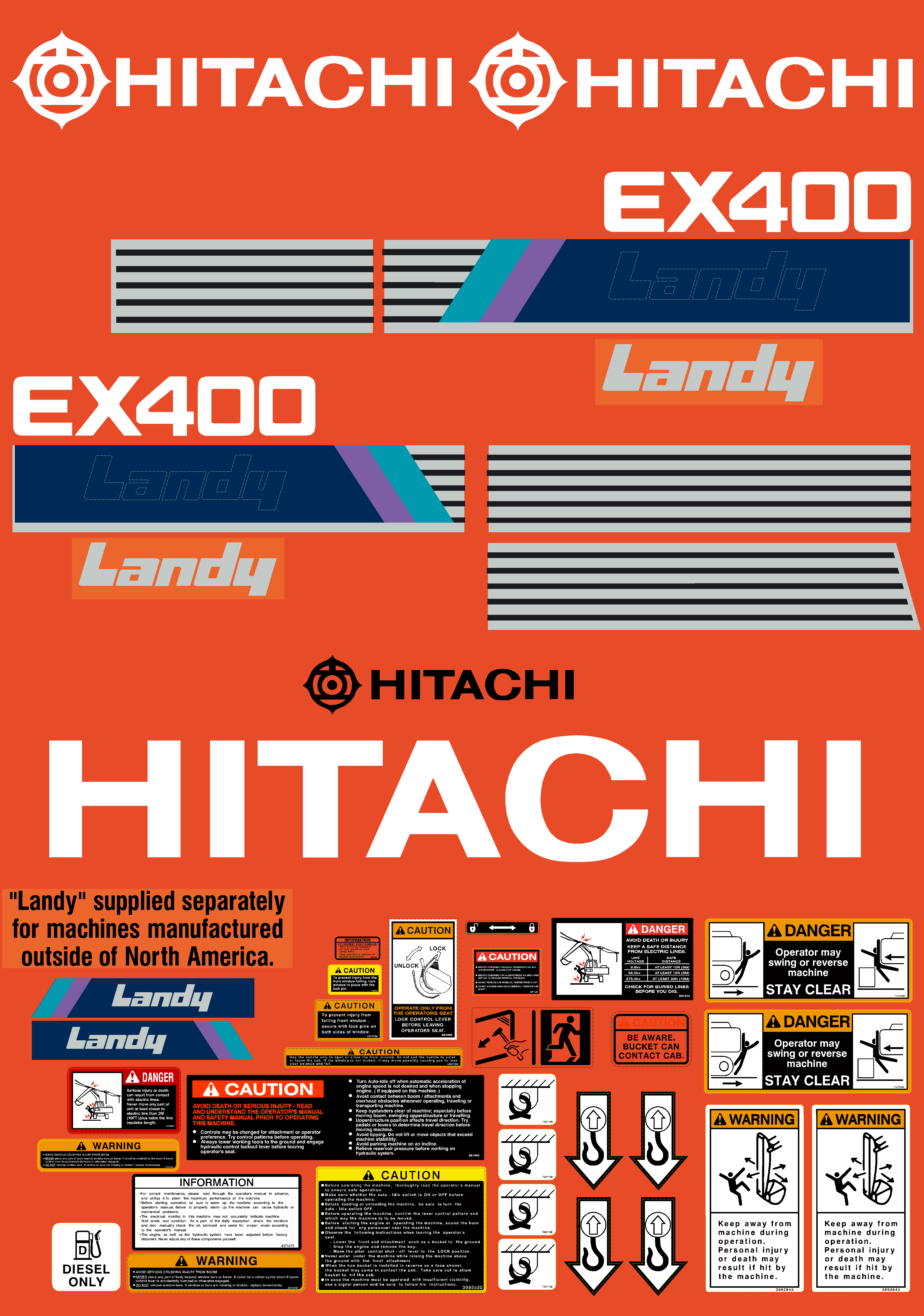 Hitachi Excavators EX400-1 Decal Packages