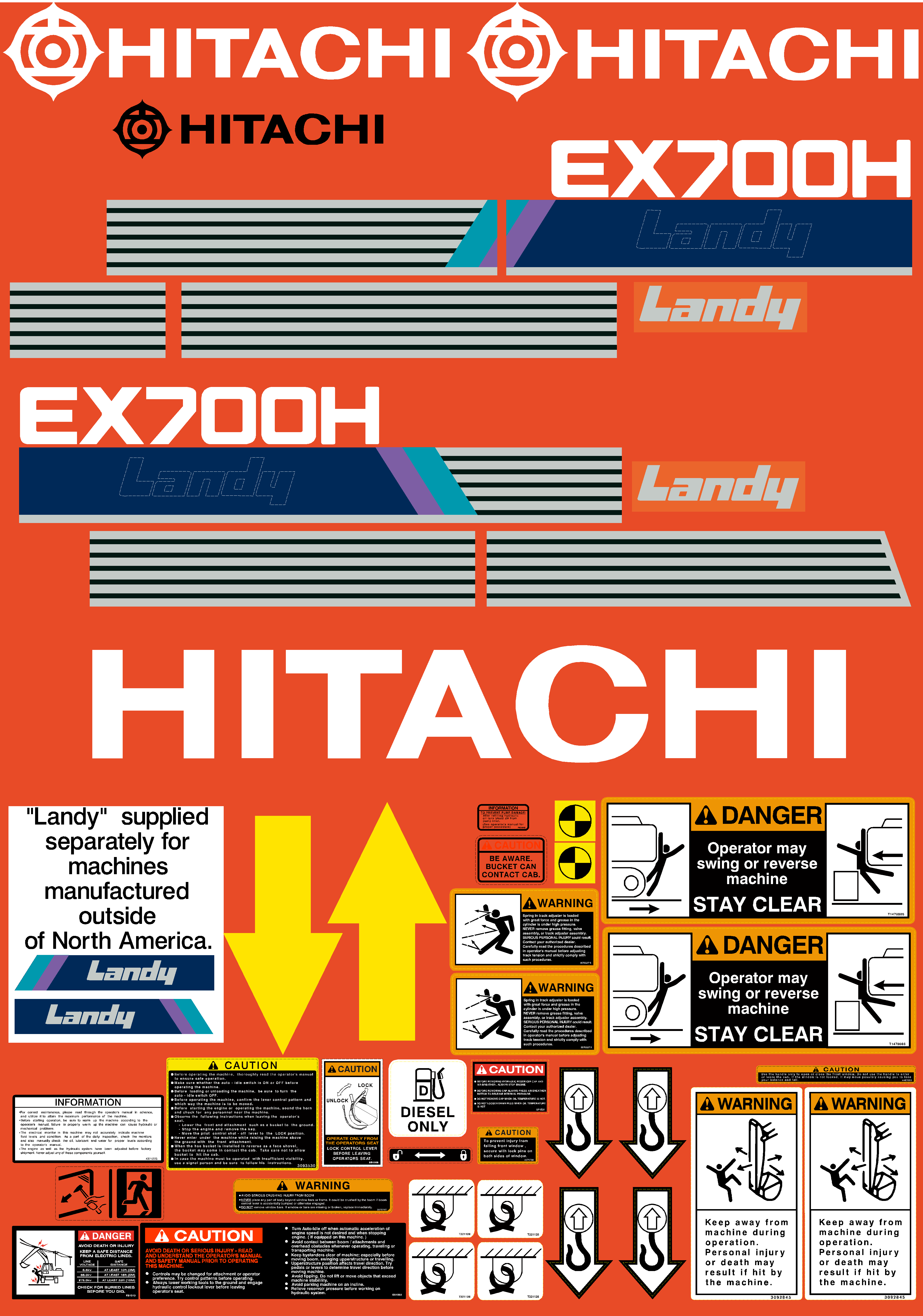 Hitachi Excavators EX700H-1 Decal Packages