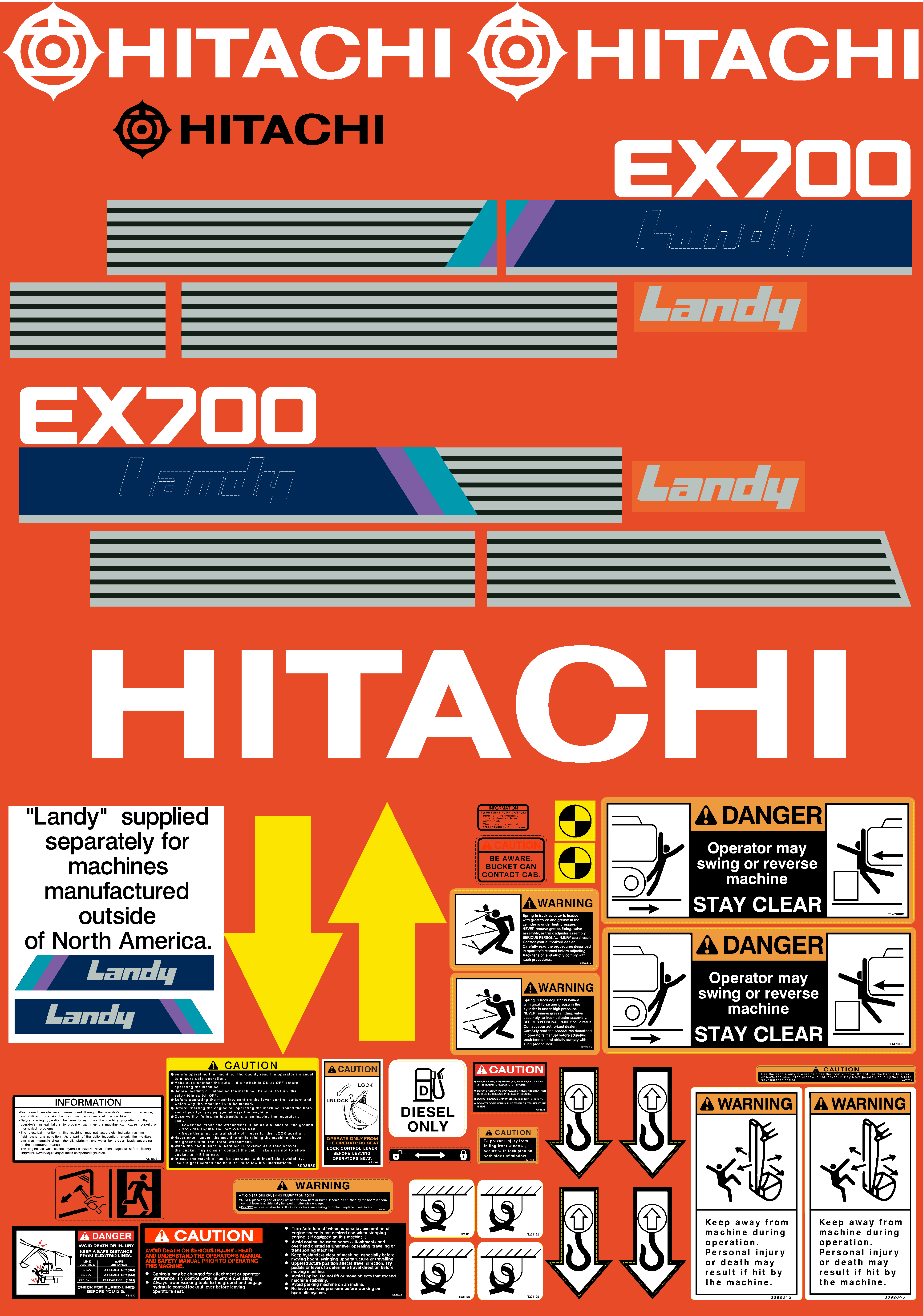 Hitachi Excavators EX700-1 Decal Packages