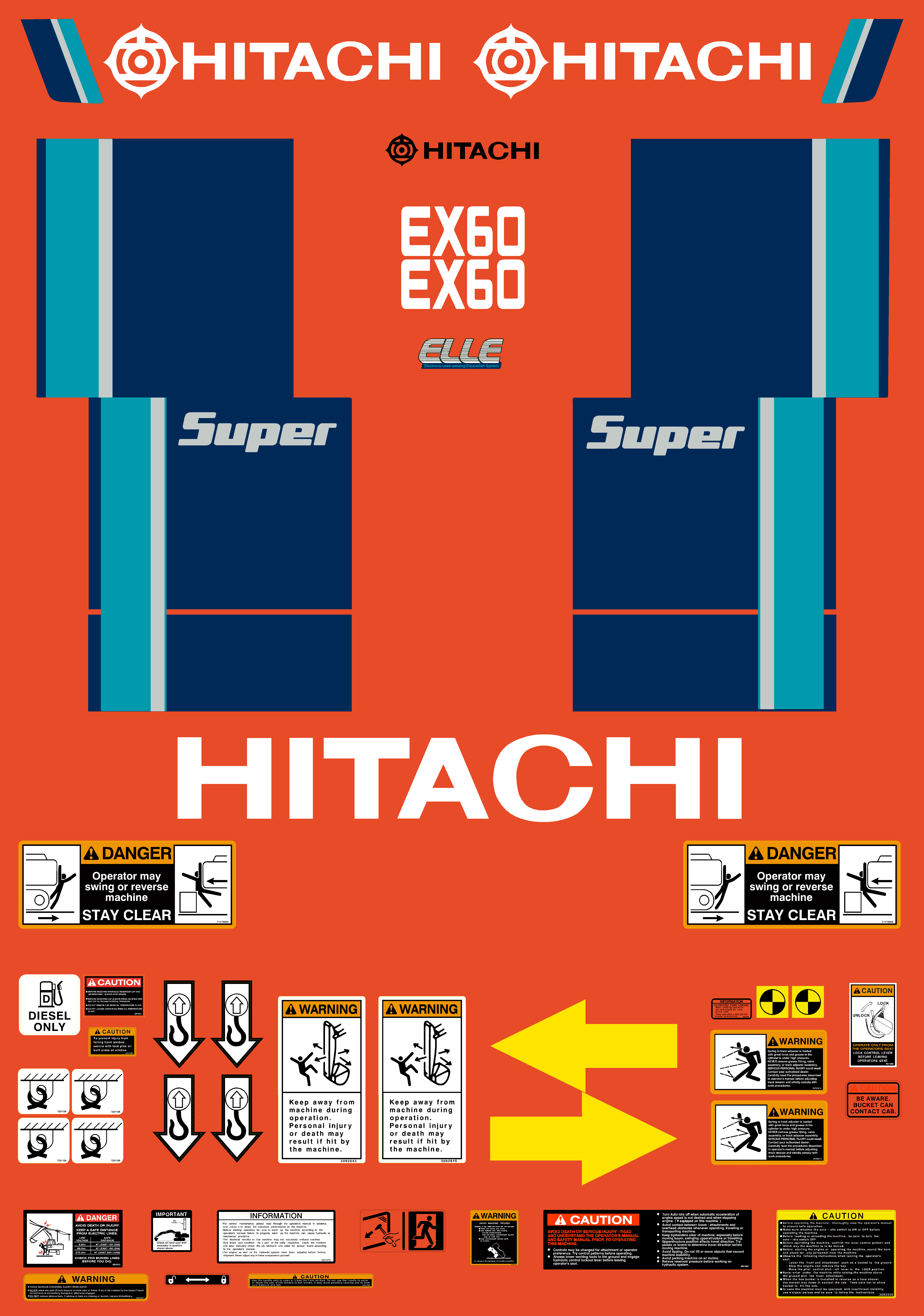 Hitachi Excavators EX60-2 Decal Packages