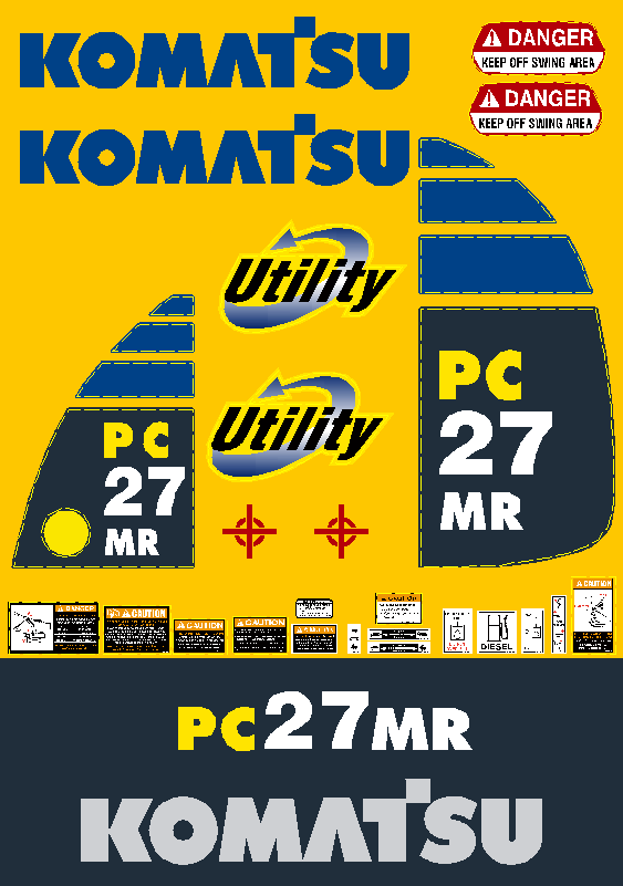 Komatsu Excavator PC27MR-2 Decal Packages