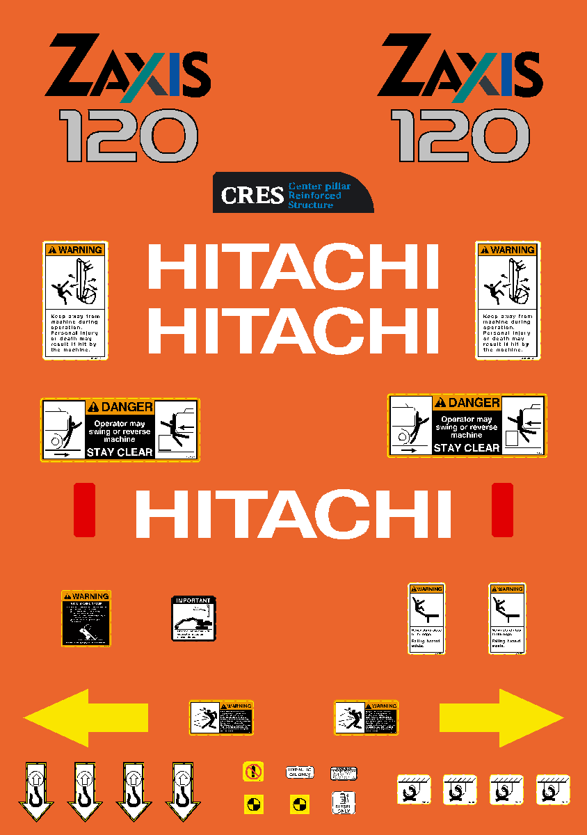 Hitachi Excavators ZAXIS 120 Decal Packages