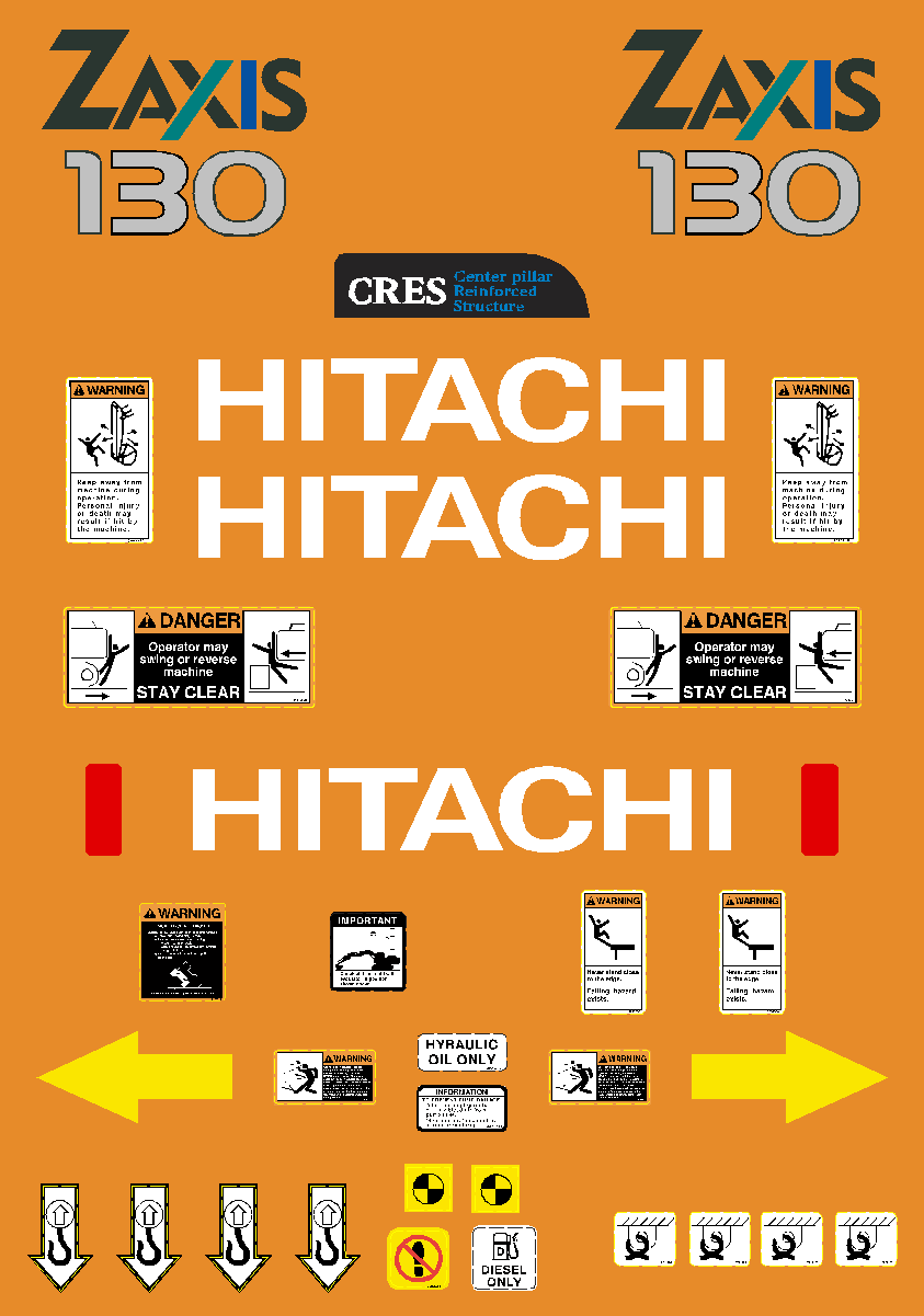 Hitachi Excavators ZAXIS 130 Decal Packages