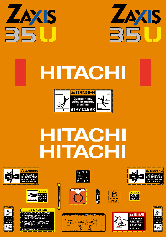 Hitachi Excavators ZAXIS 35U Decal Packages