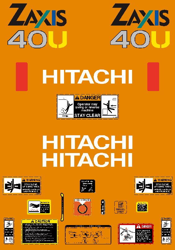 Hitachi Excavators ZAXIS 40U Decal Packages