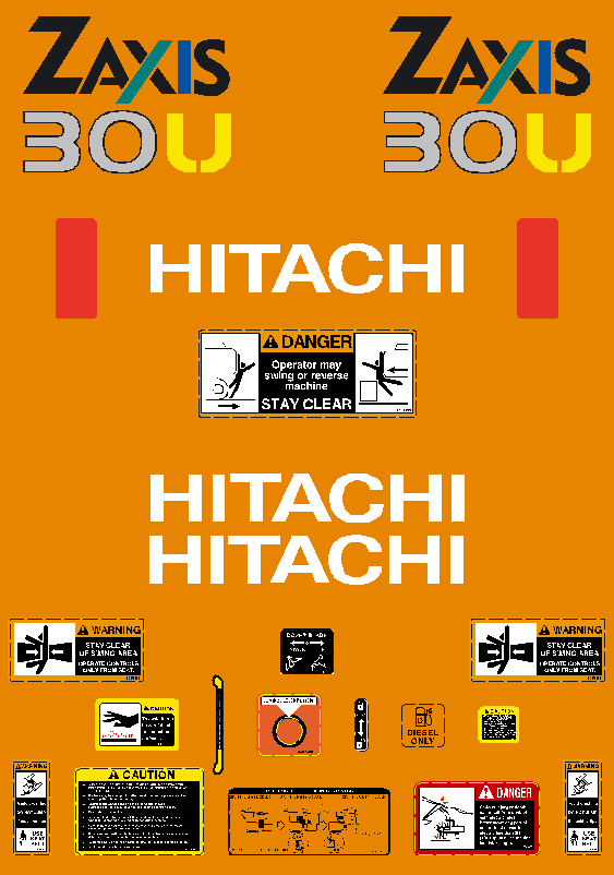 Hitachi Excavators ZAXIS 30U Decal Packages