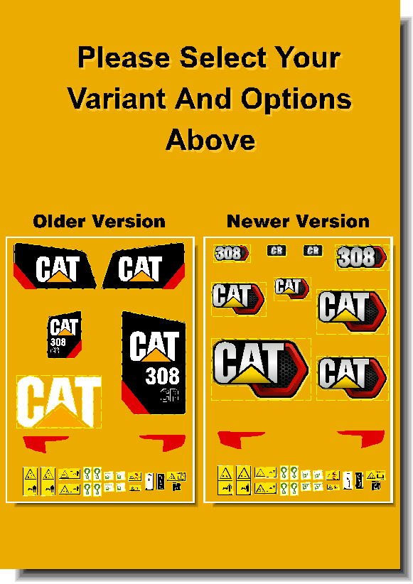 Cat Excavator 308 Decal Packages