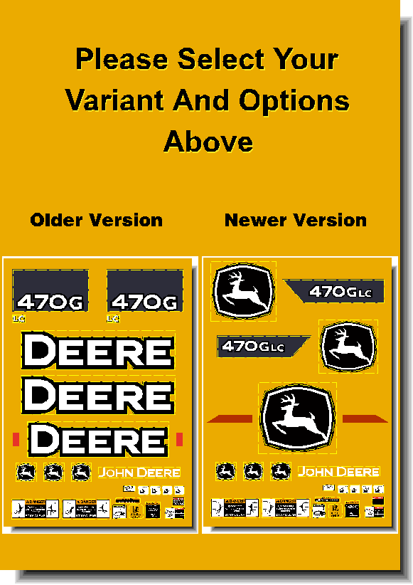 Deere Excavators 470G LC Decal Packages