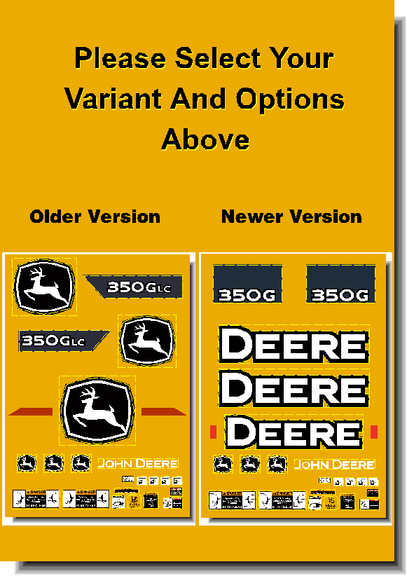 Deere Excavators 350G LC Decal Packages