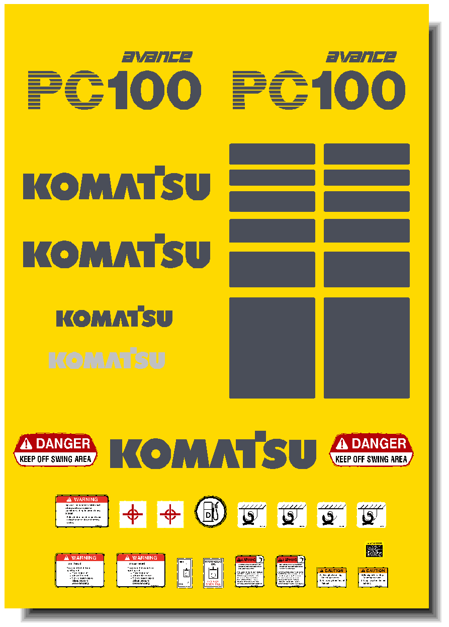Komatsu Excavator PC100-6 Decal Packages