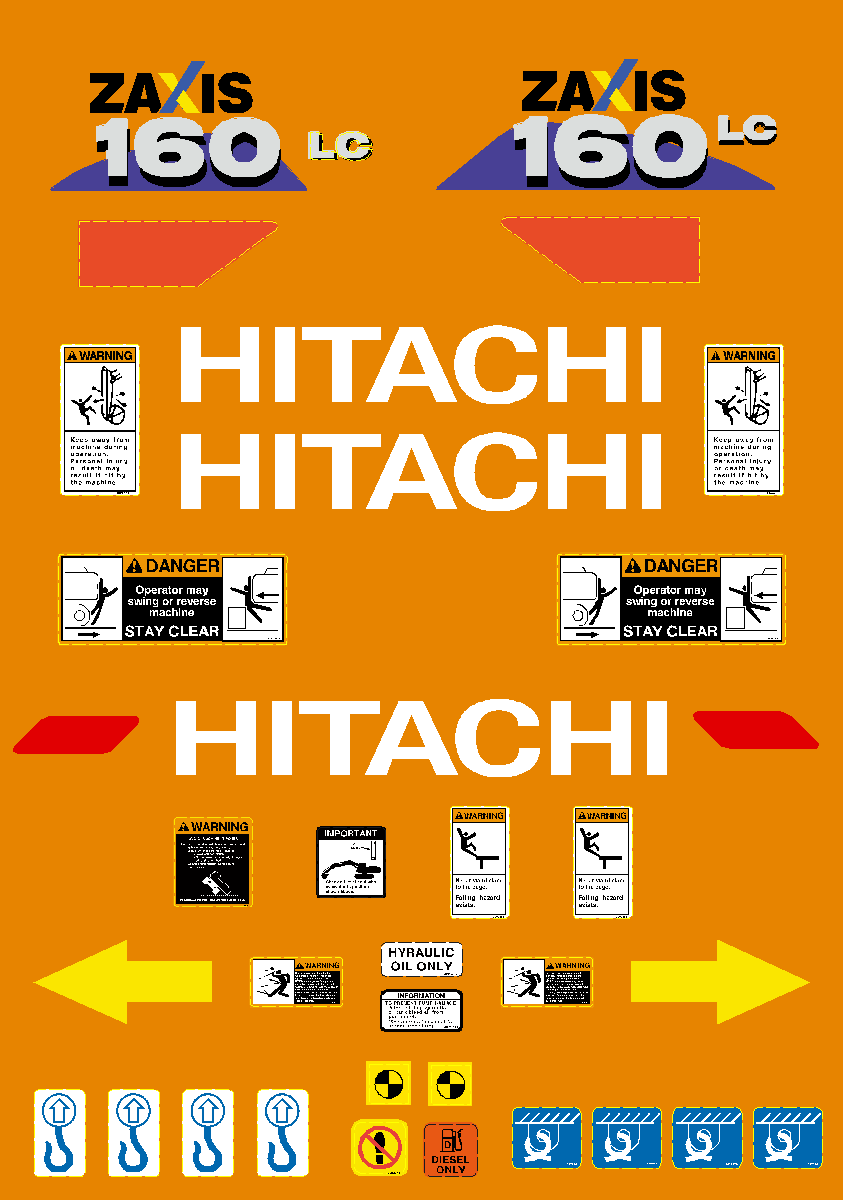 Hitachi Excavators ZAXIS 160LC-6 Decal Packages