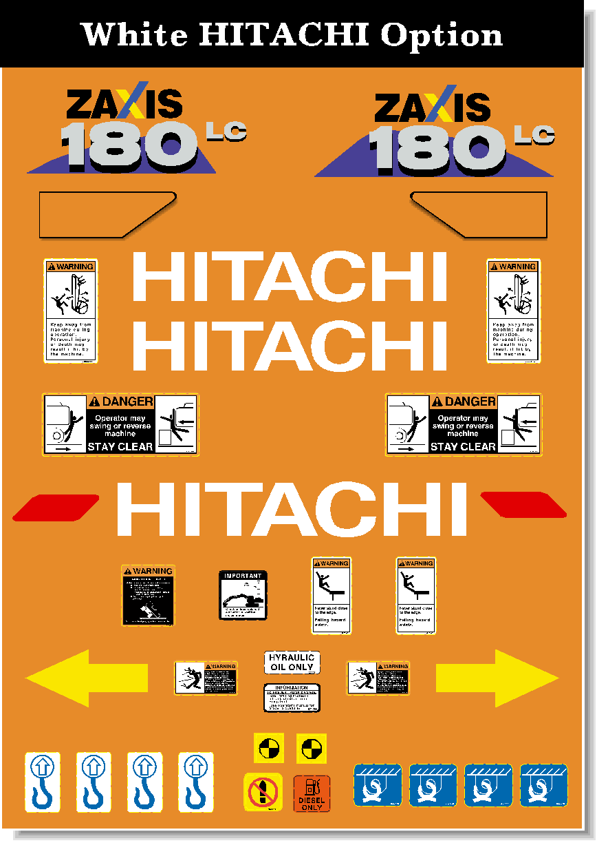 Hitachi Excavators ZAXIS 180LC-6 Decal Packages