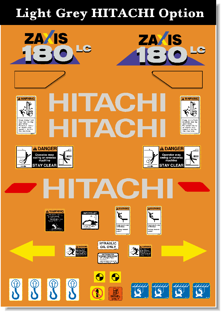 Hitachi Excavators ZAXIS 180LC-6 Decal Packages