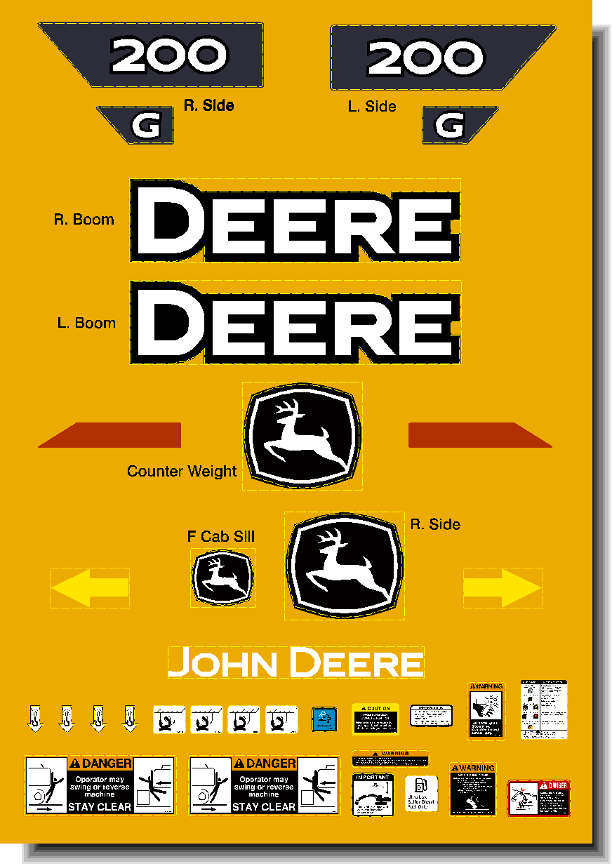 Deere Excavators 200G Decal Packages