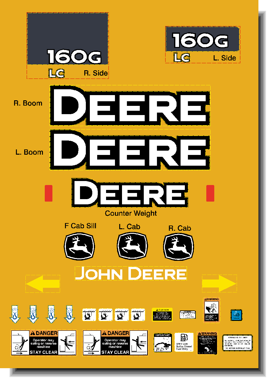 Deere Excavators 160GLC Decal Packages