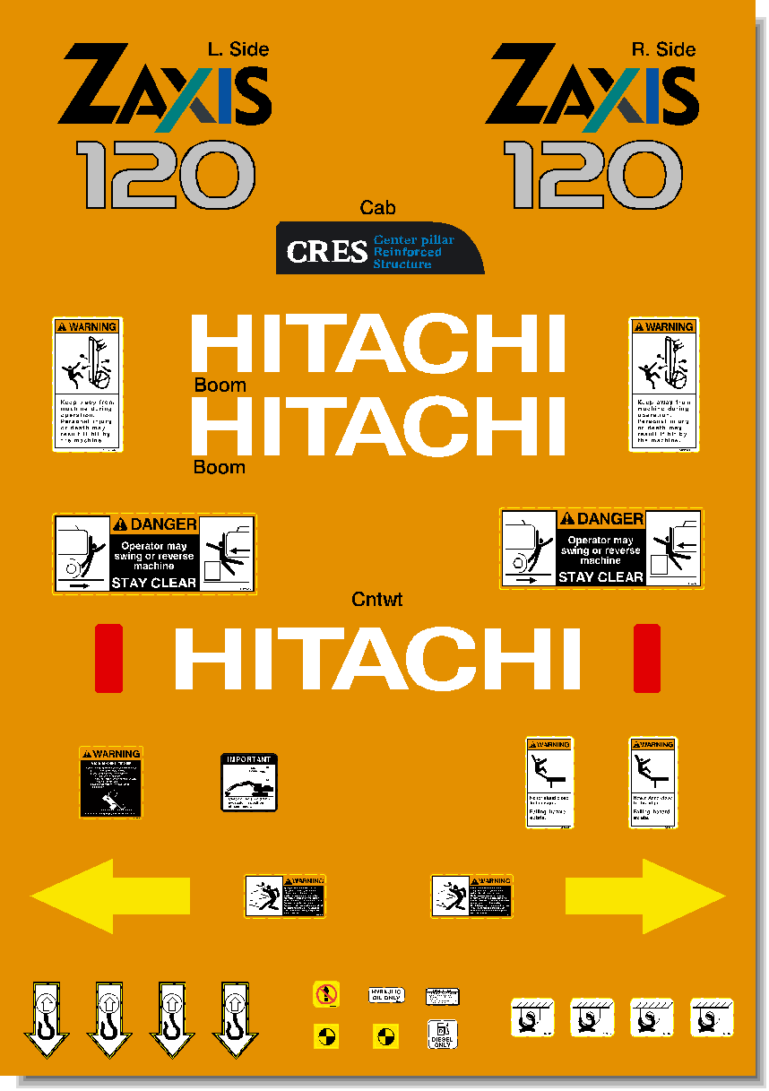 Hitachi Excavators ZAXIS 120 Decal Packages