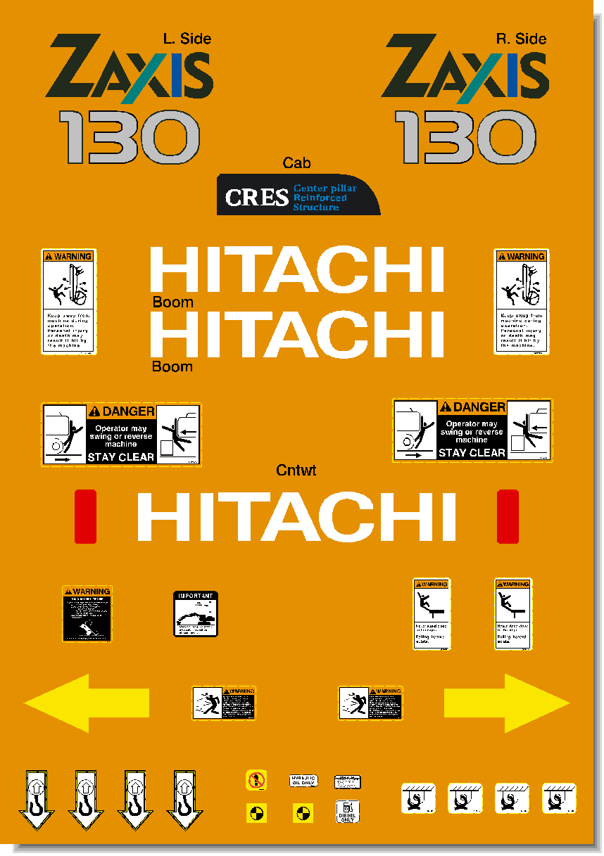 Hitachi Excavators ZAXIS 130 Decal Packages